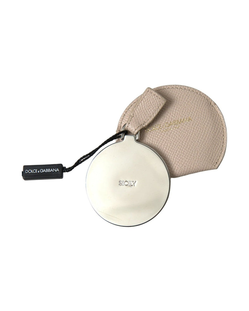 Dolce & Gabbana Elegant Calfskin Leather Hand Mirror Holder Glam Steals