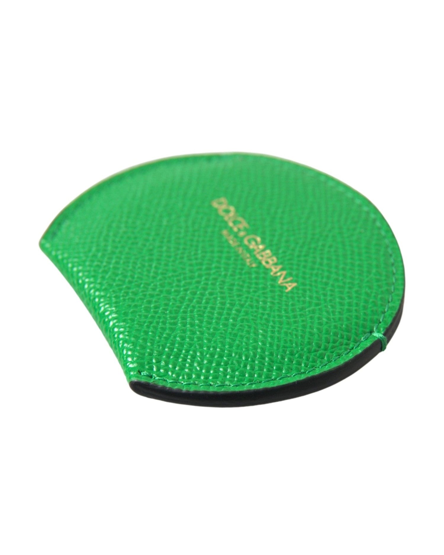 Dolce & Gabbana Elegant Calfskin Leather Mirror Holder Face Mirrors
