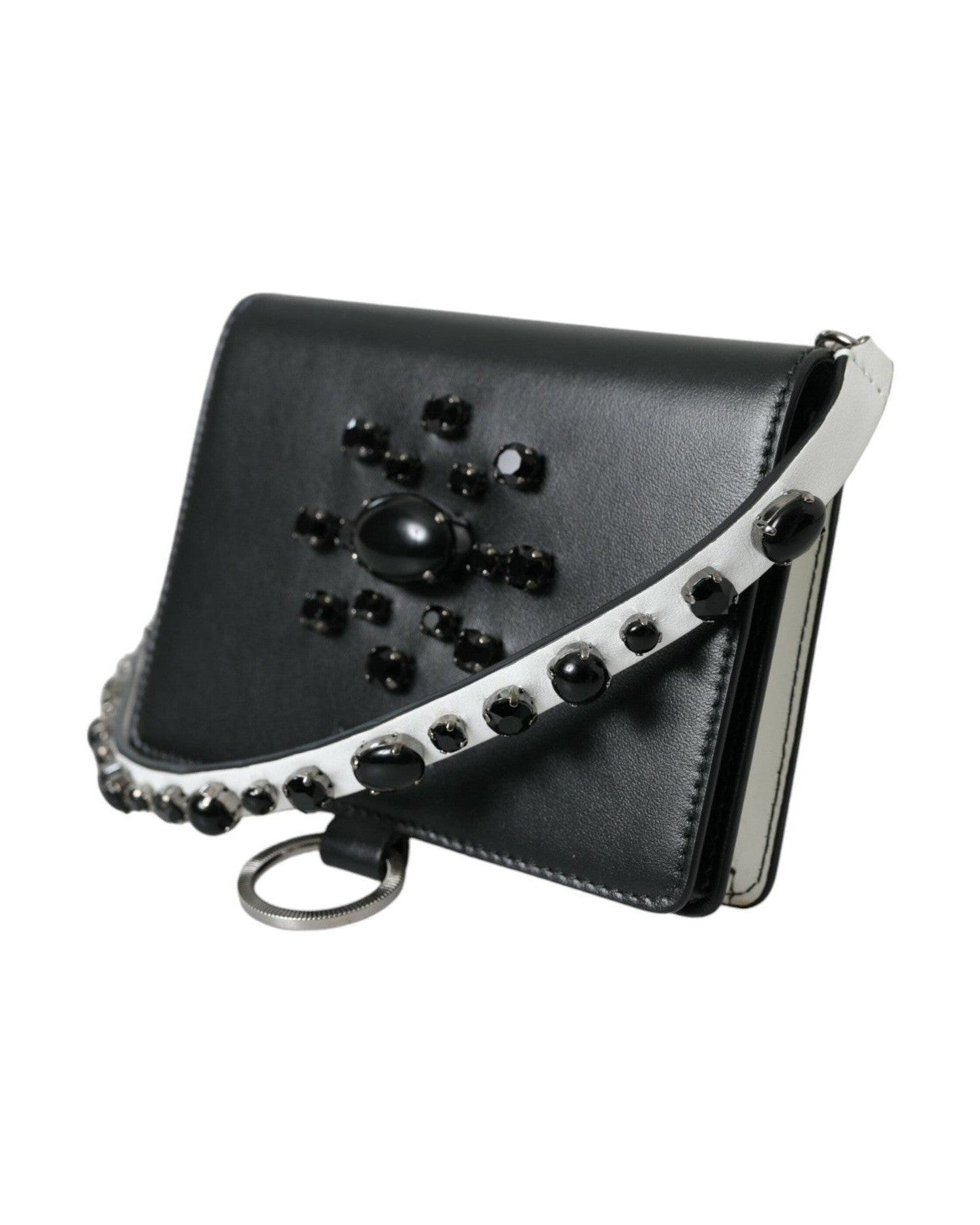 Dolce & Gabbana Elegant Crystal-Embellished Leather Card Holder Glam Steals