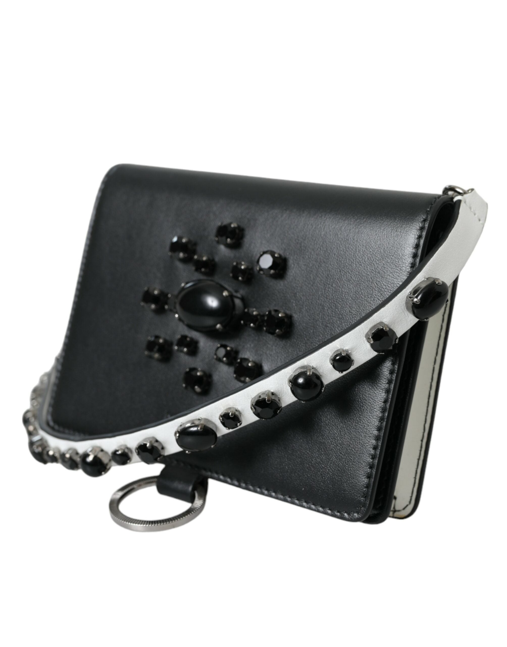 Dolce & Gabbana Elegant Crystal-Embellished Leather Card Holder Glam Steals