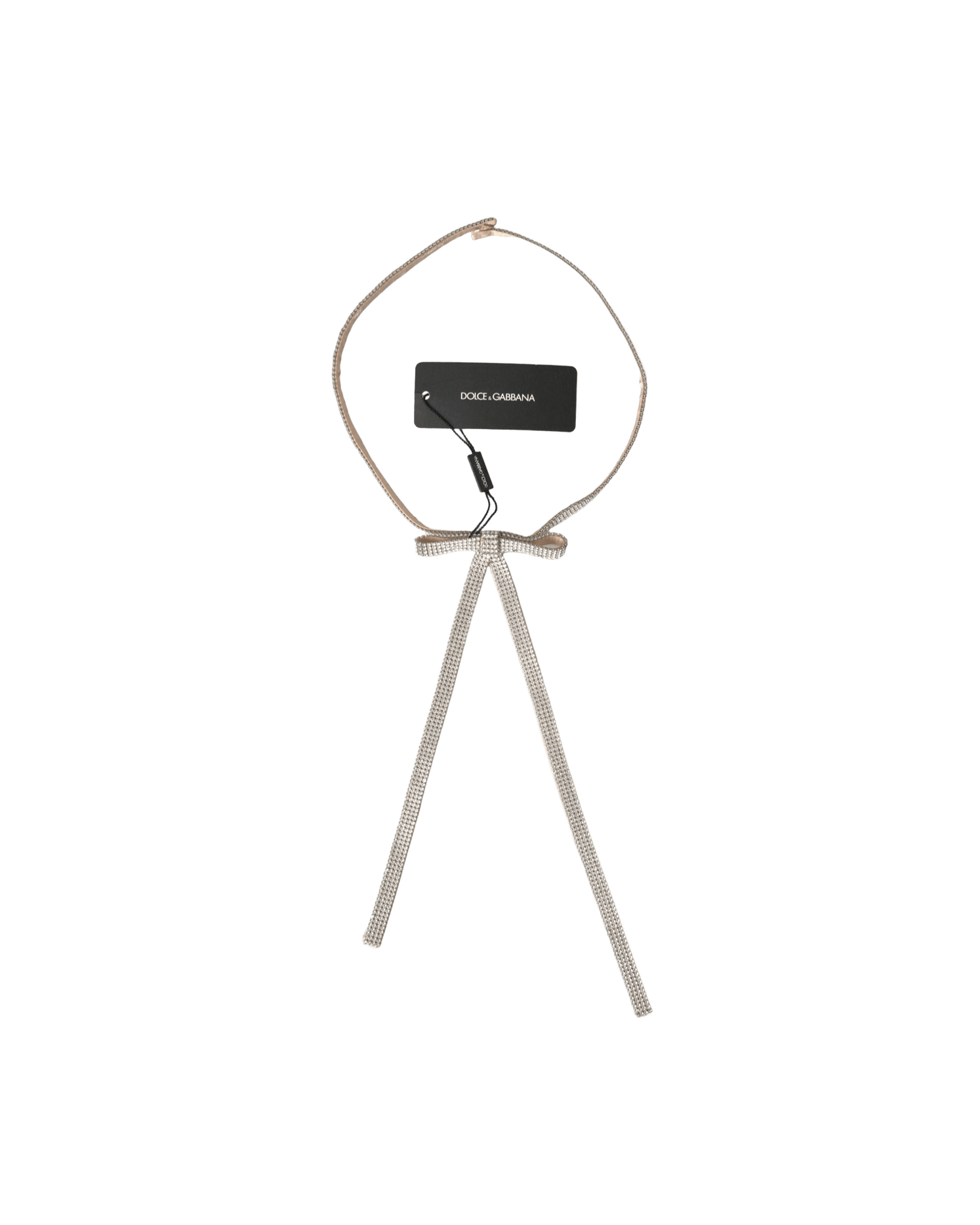 Dolce & Gabbana Elegant Crystal Skinny Silk Bow Belt Glam Steals