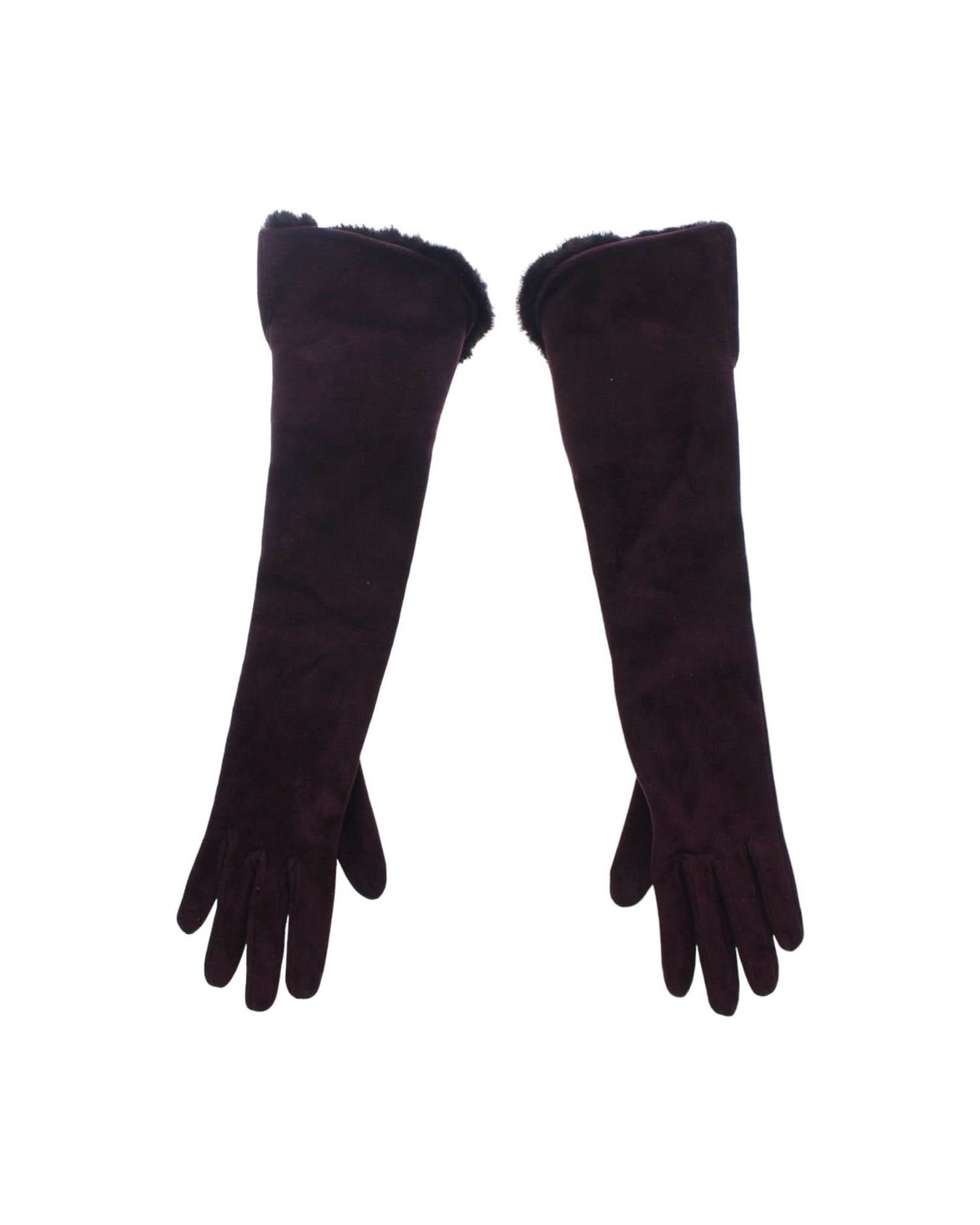 Dolce & Gabbana Purple Elegant Elbow Length Fur Gloves Gloves & Mittens