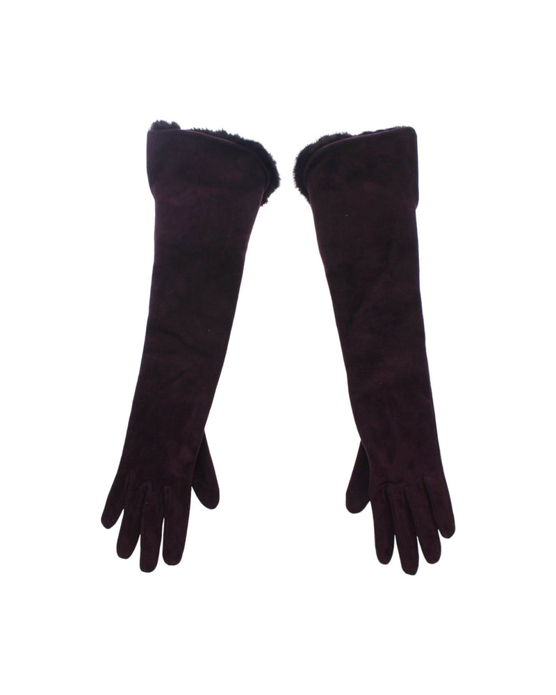 Dolce & Gabbana Elegant Elbow Length Fur Purple Gloves Glam Steals