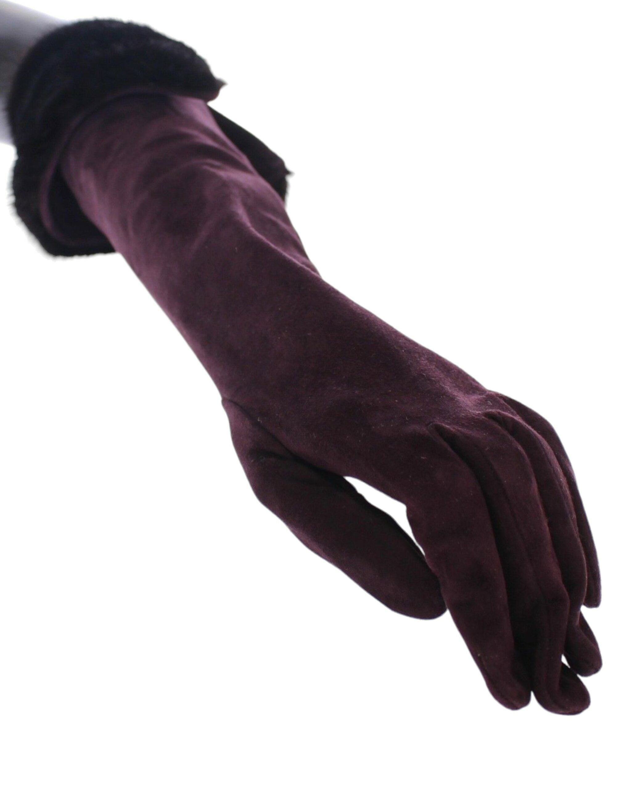 Dolce & Gabbana Elegant Elbow Length Fur Purple Gloves Glam Steals