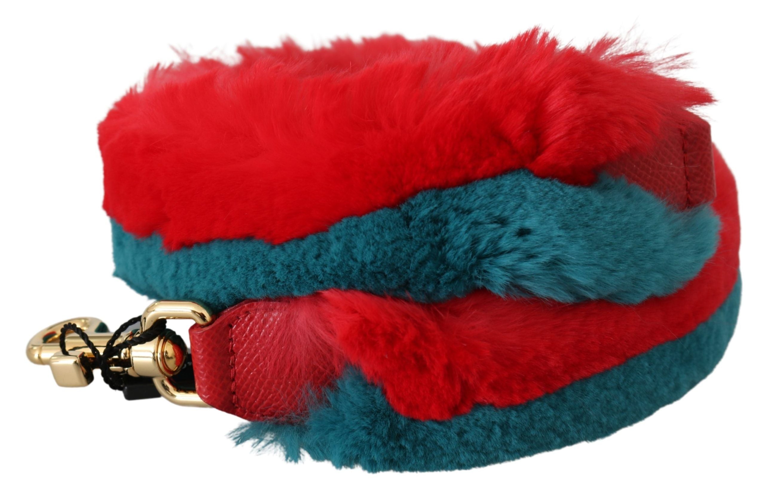 Dolce & Gabbana Elegant Lapin Fur Shoulder Red Strap Glam Steals