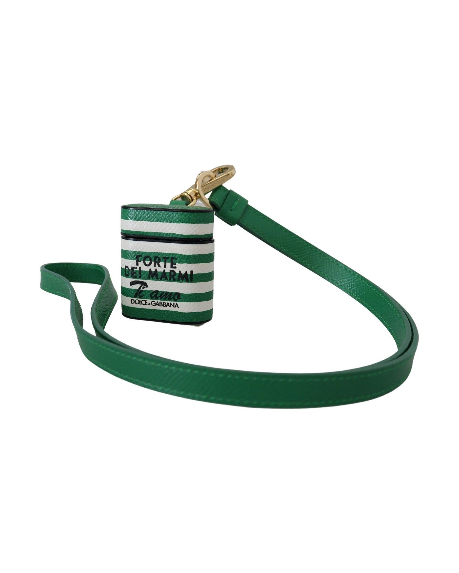 Dolce & Gabbana Elegant Leather Airpods Case - Green Lush Glam Steals