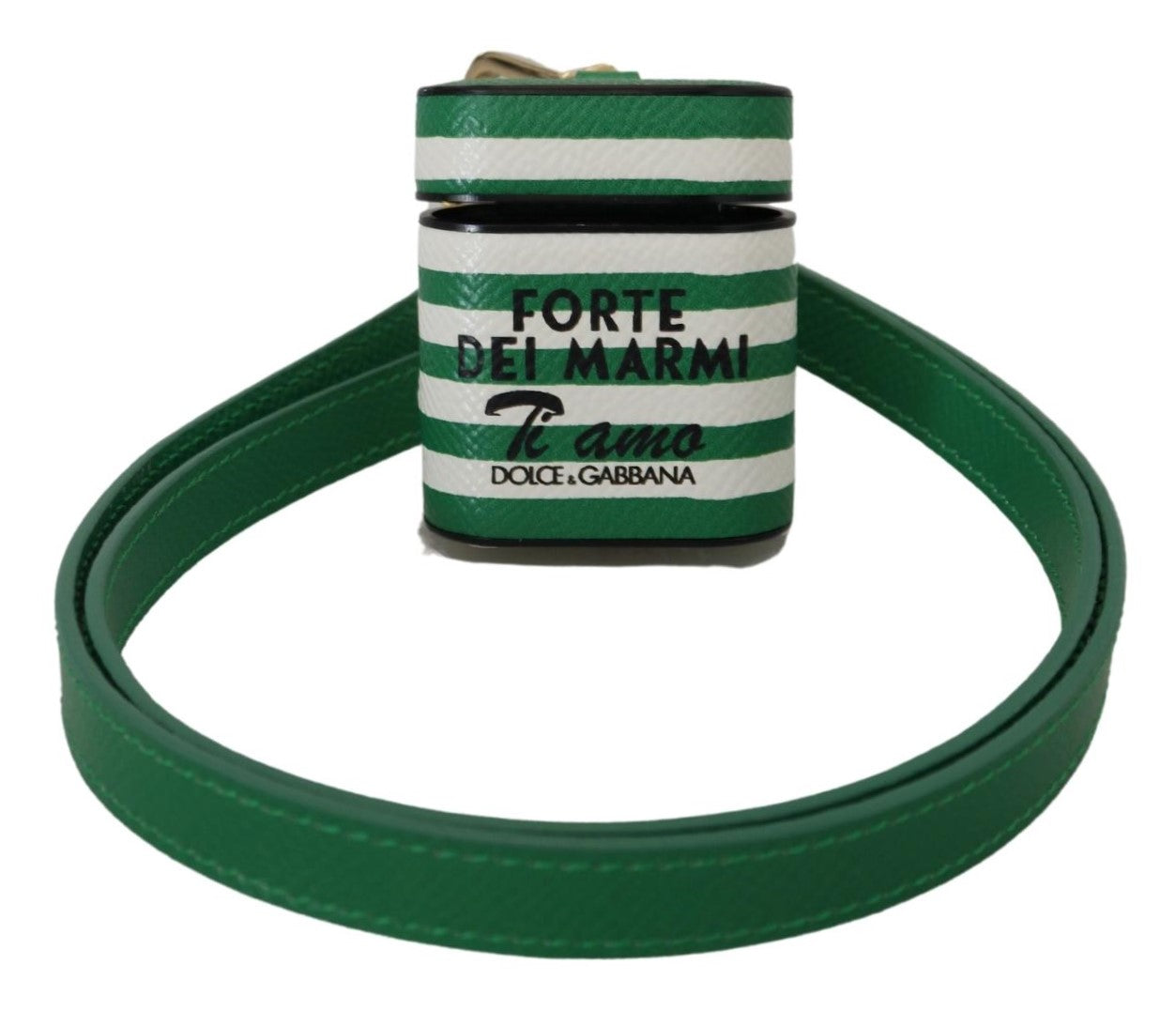 Dolce & Gabbana Elegant Leather Airpods Case - Green Lush Glam Steals