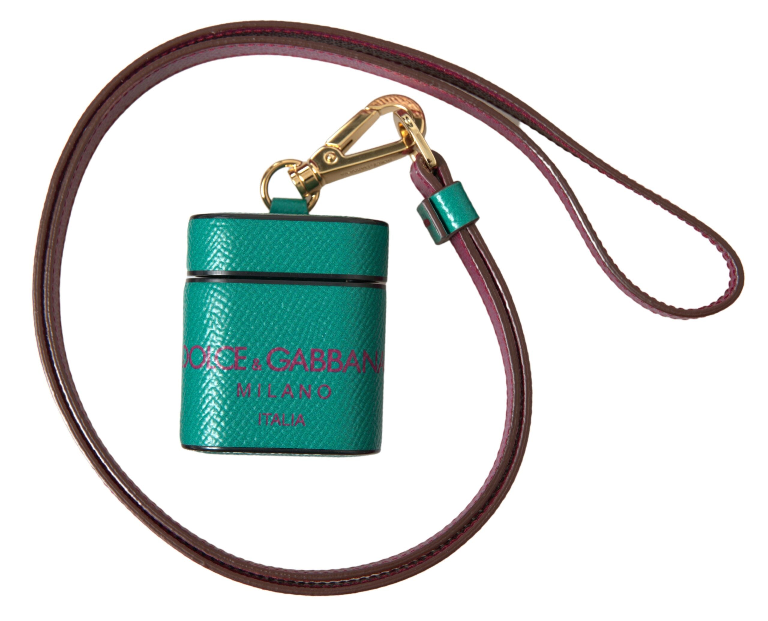 Dolce & Gabbana Elegant Leather Airpods Case In Green Maroon And Glam Steals