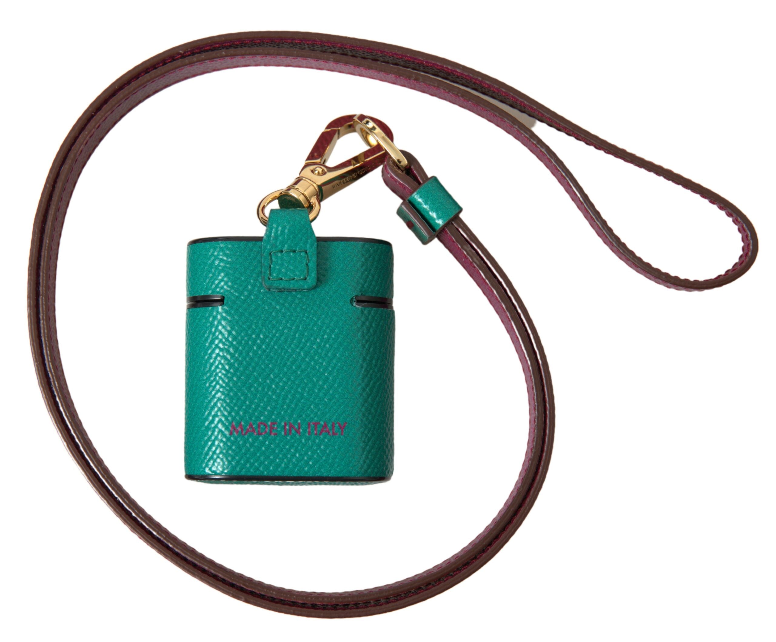 Dolce & Gabbana Elegant Leather Airpods Case In Green Maroon And Glam Steals