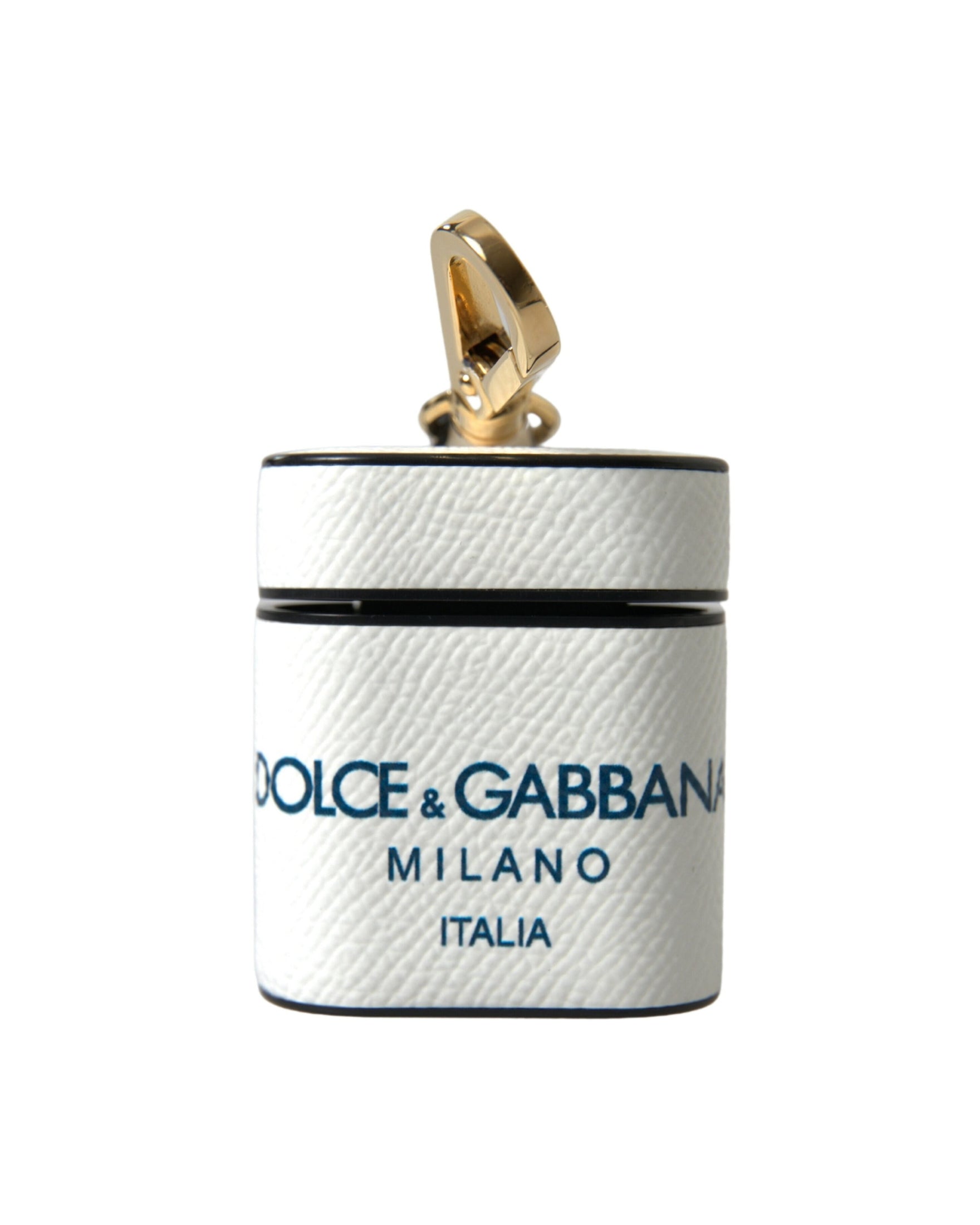 Dolce & Gabbana Elegant Leather Airpods Case In White Blue Glam Steals