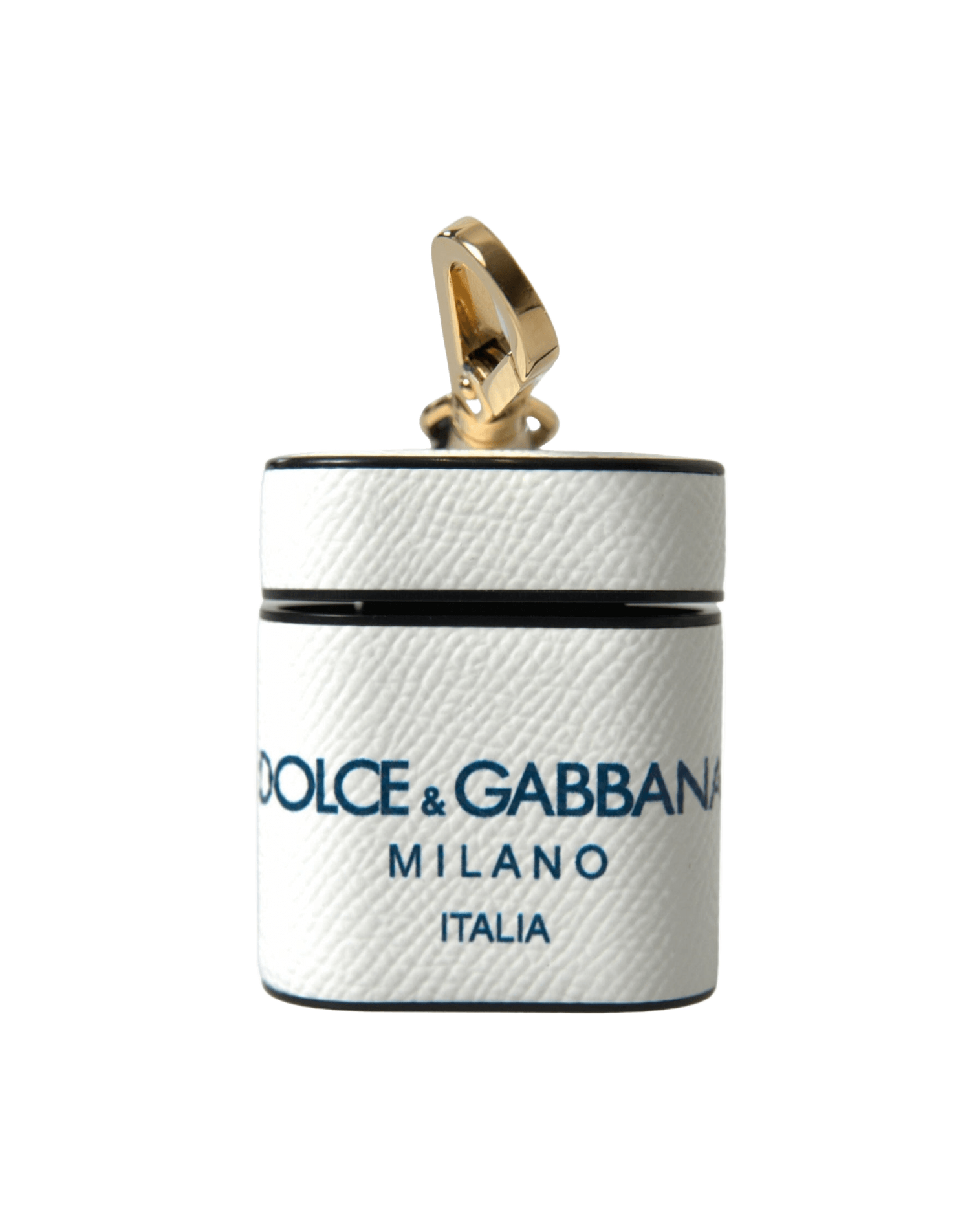 Dolce & Gabbana Elegant Leather Airpods Case In White Blue Glam Steals