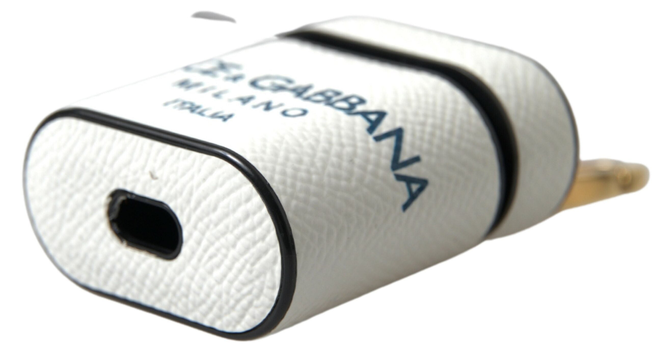 Dolce & Gabbana Elegant Leather Airpods Case In White Blue Glam Steals
