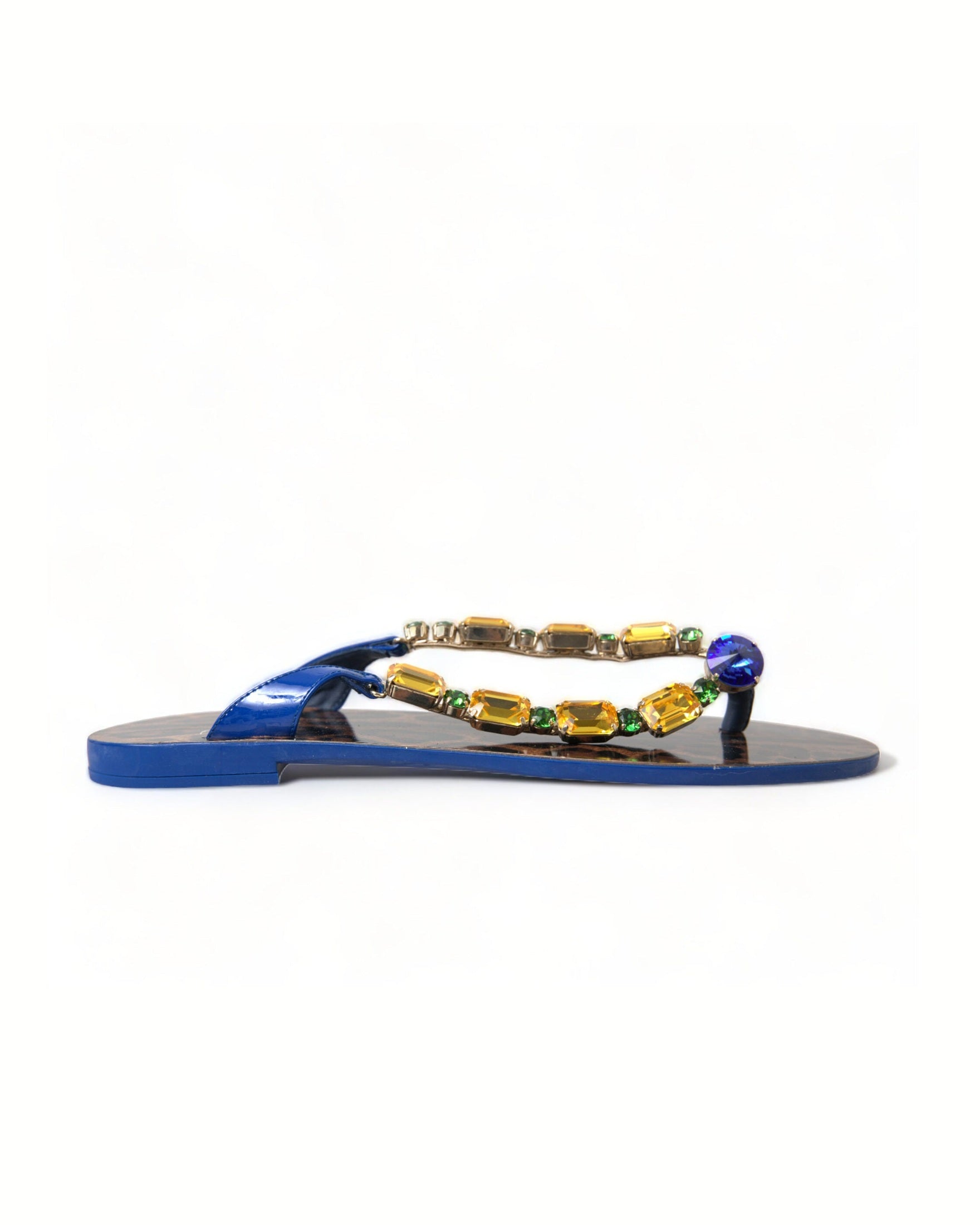 Dolce & Gabbana Elegant Leather Flat Blue Sandals Glam Steals