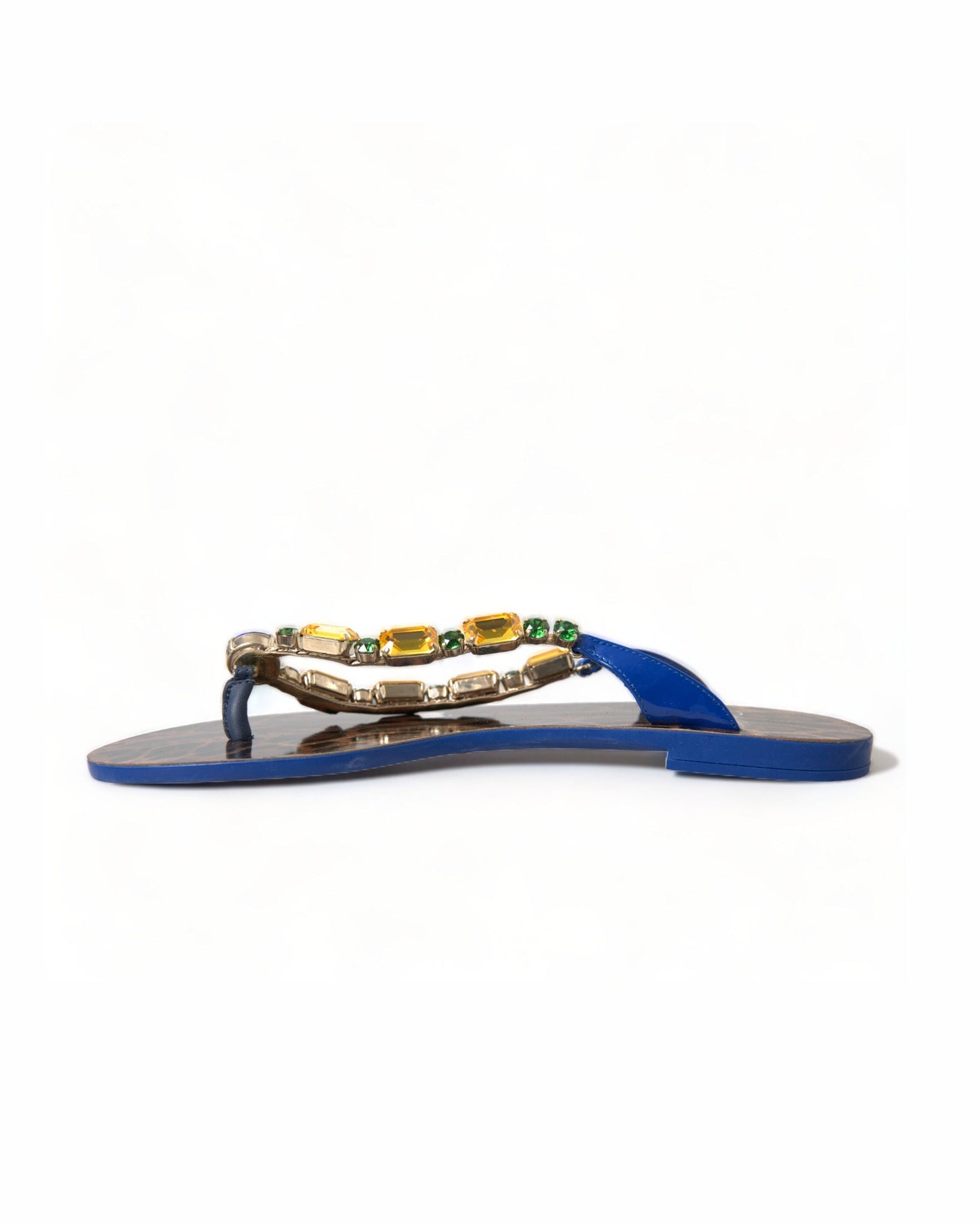 Dolce & Gabbana Elegant Leather Flat Blue Sandals Glam Steals