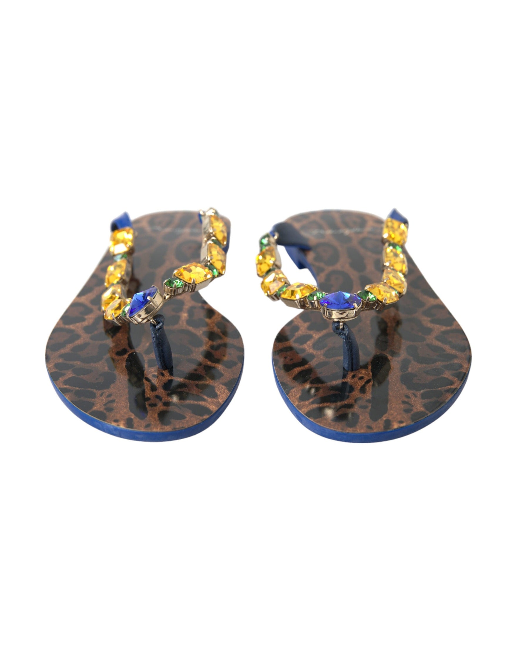 Dolce & Gabbana Elegant Leather Flat Blue Sandals Glam Steals