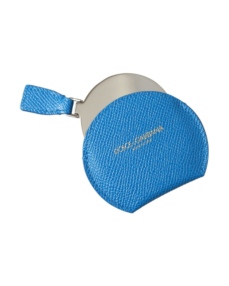 Dolce & Gabbana Elegant Leather Mirror Blue Holder Glam Steals