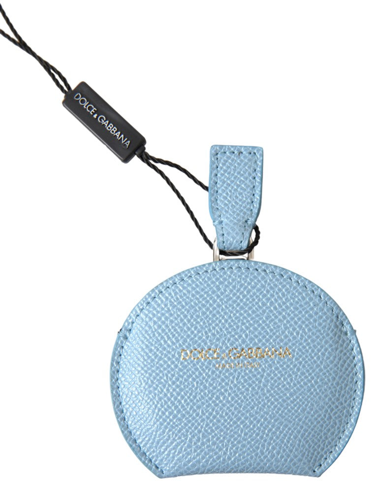 Dolce & Gabbana Elegant Leather Mirror Holder In Blue Light Glam Steals
