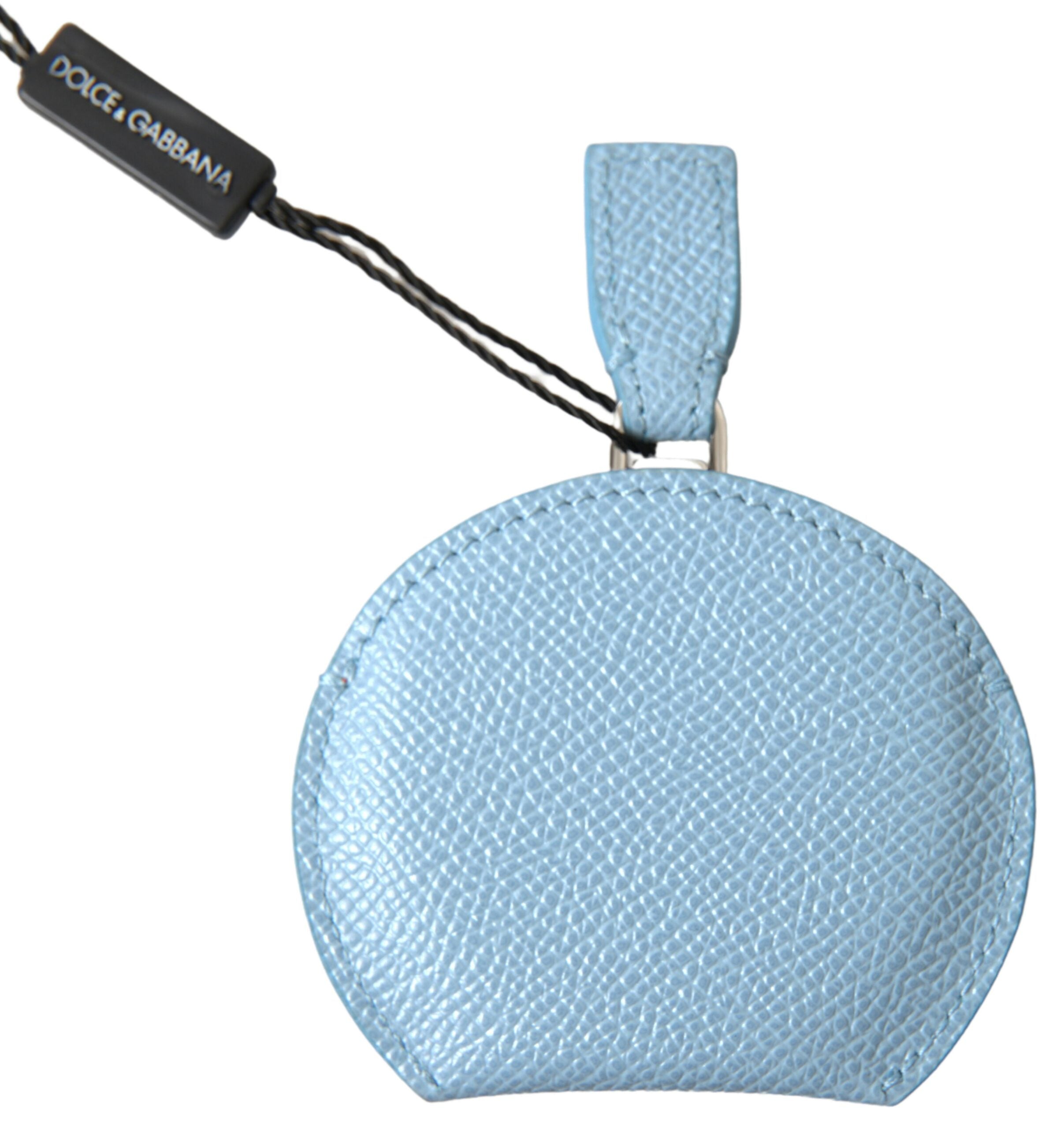 Dolce & Gabbana Elegant Leather Mirror Holder In Blue Light Glam Steals