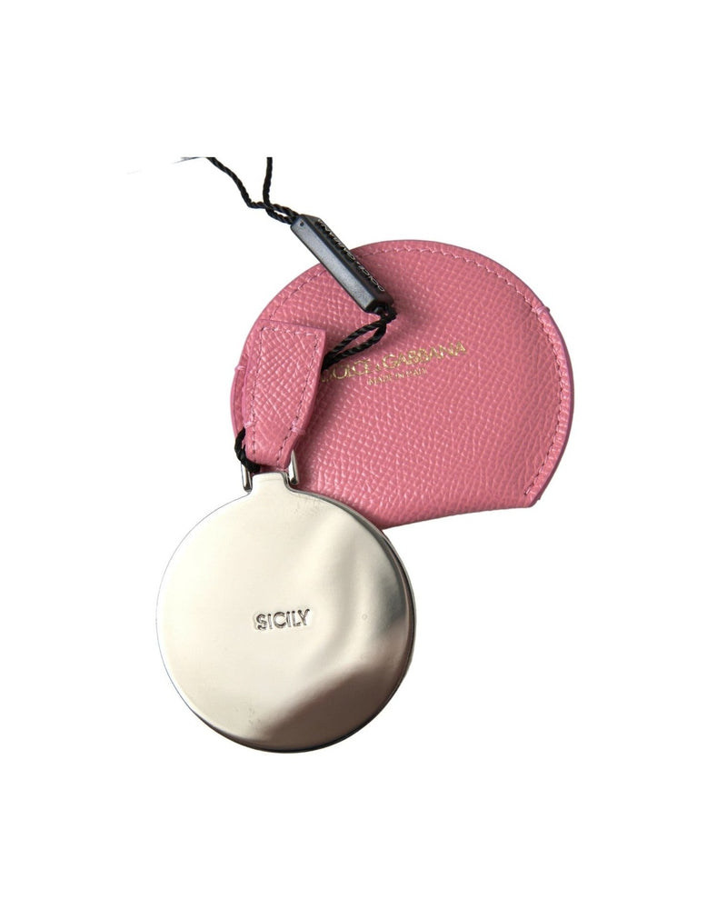 Dolce & Gabbana Elegant Leather Mirror Pink Holder Glam Steals