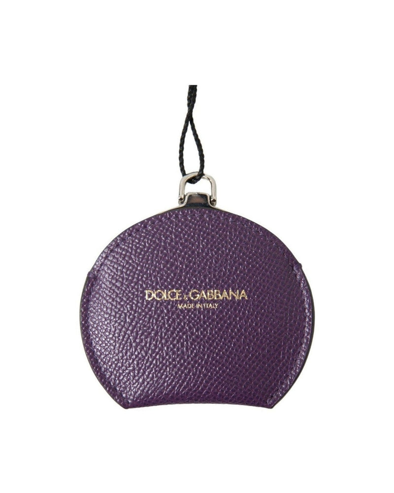 Dolce & Gabbana Elegant Leather Mirror Purple Holder Glam Steals