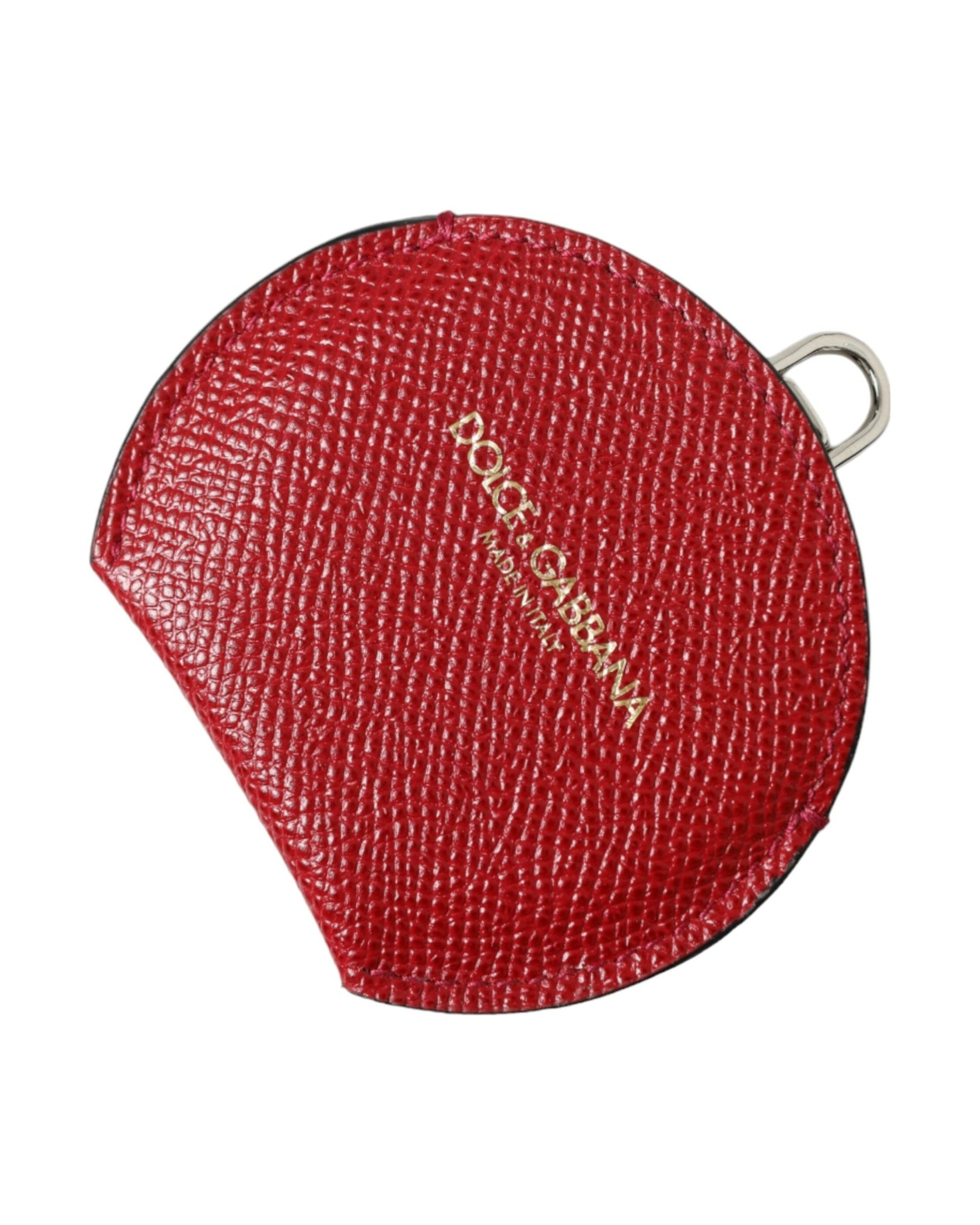 Dolce & Gabbana Elegant Leather Mirror Red Holder Glam Steals