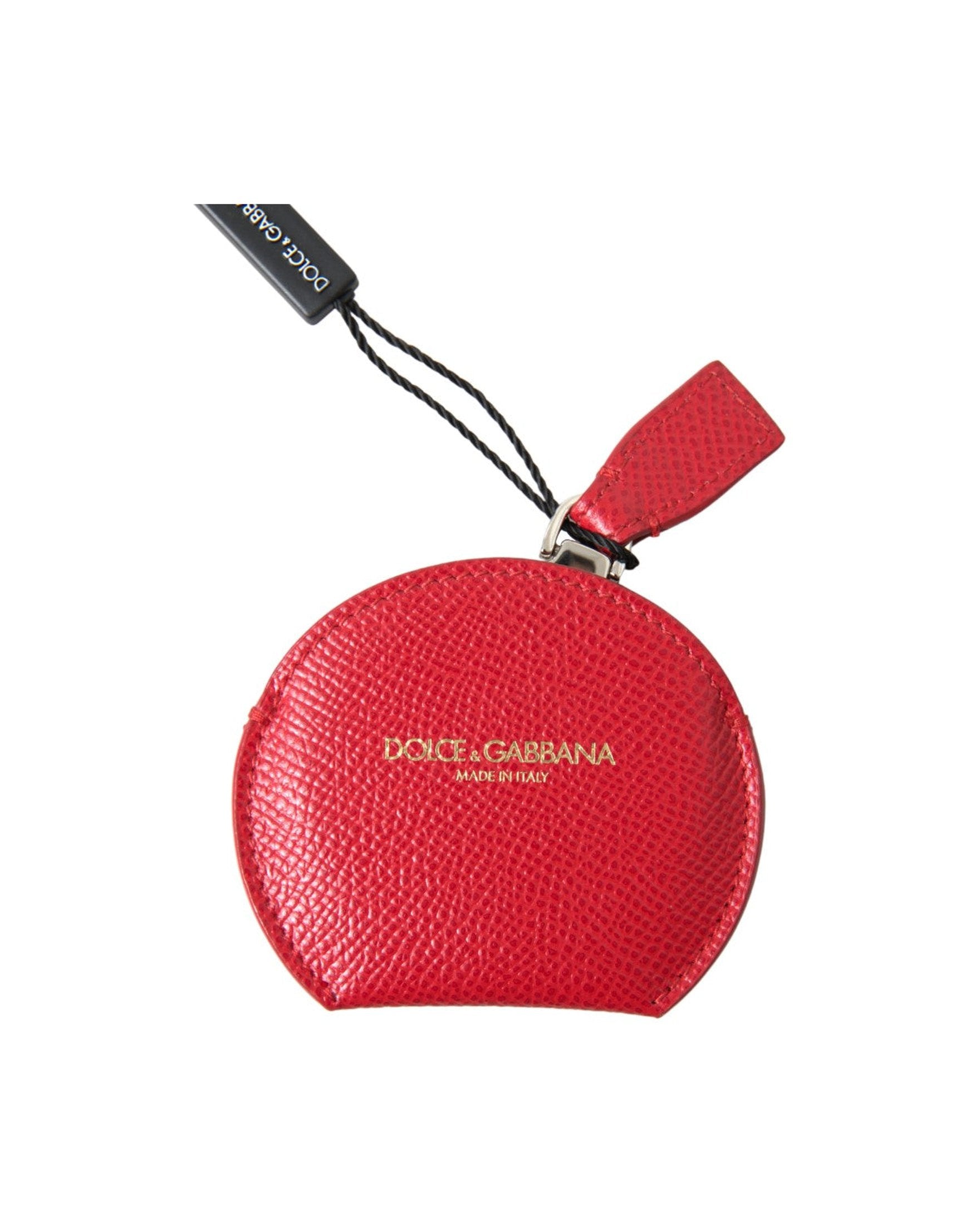 Dolce & Gabbana Elegant Leather Mirror Red Holder Glam Steals