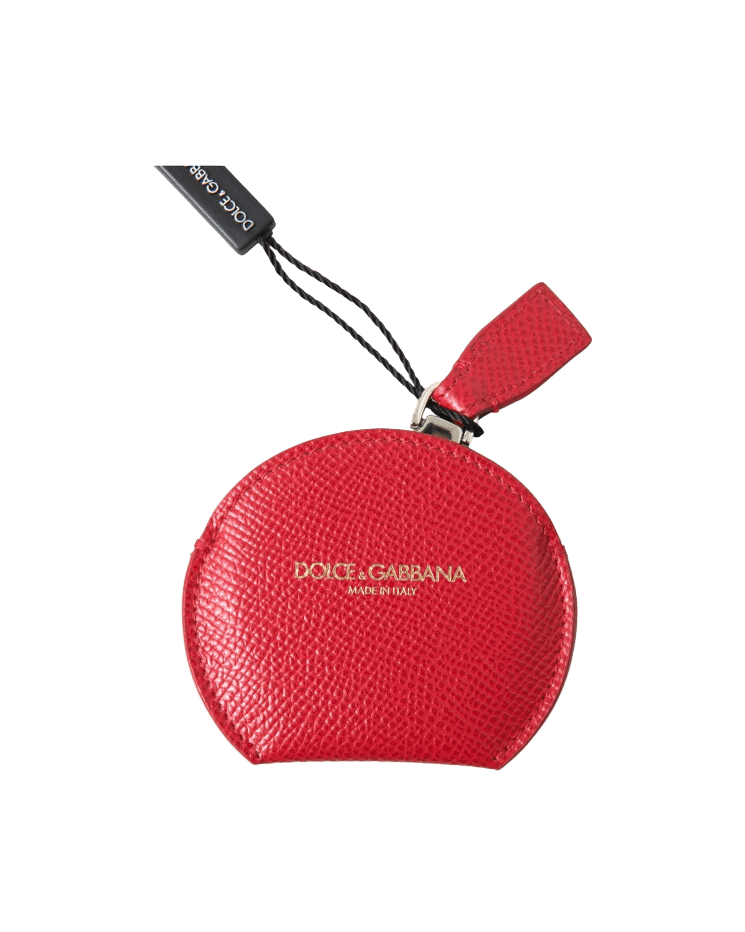 Dolce & Gabbana Red Elegant Leather Mirror Holder Face Mirrors