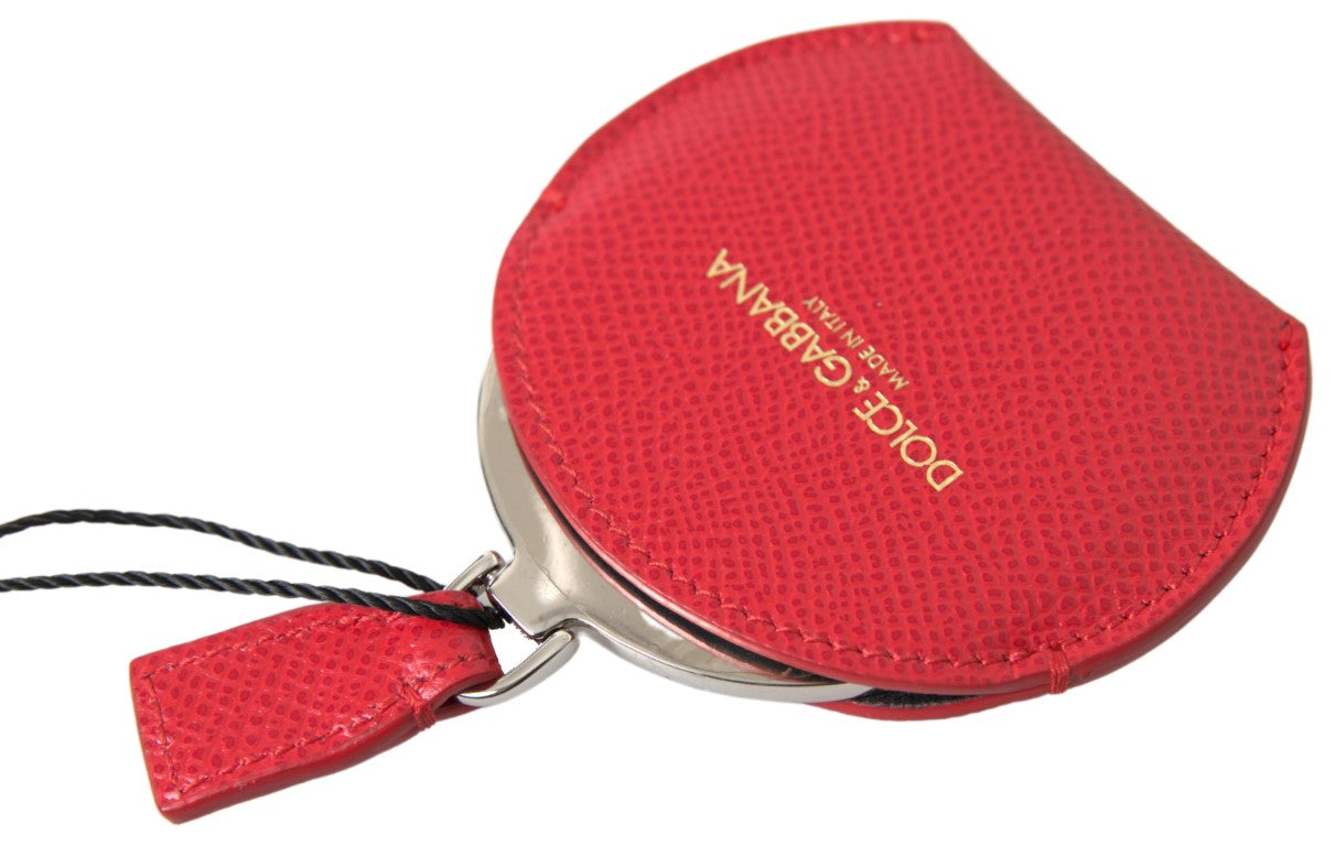Dolce & Gabbana Elegant Leather Mirror Red Holder Glam Steals