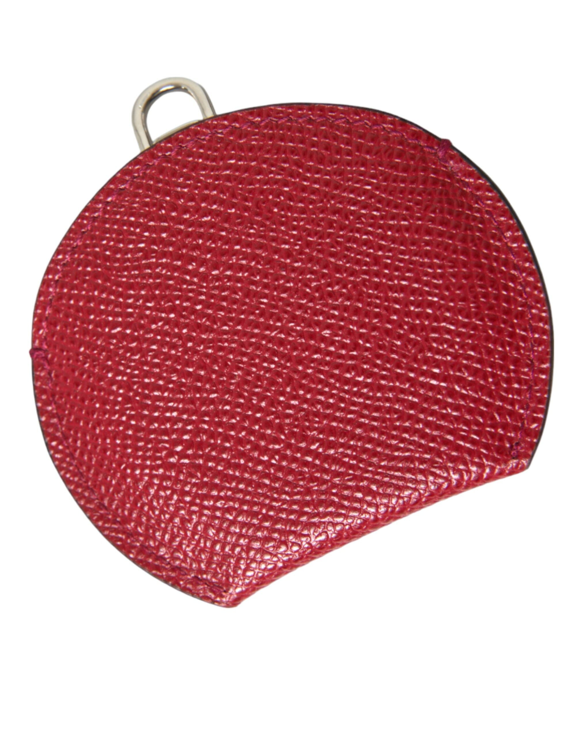 Dolce & Gabbana Elegant Leather Mirror Red Holder Glam Steals