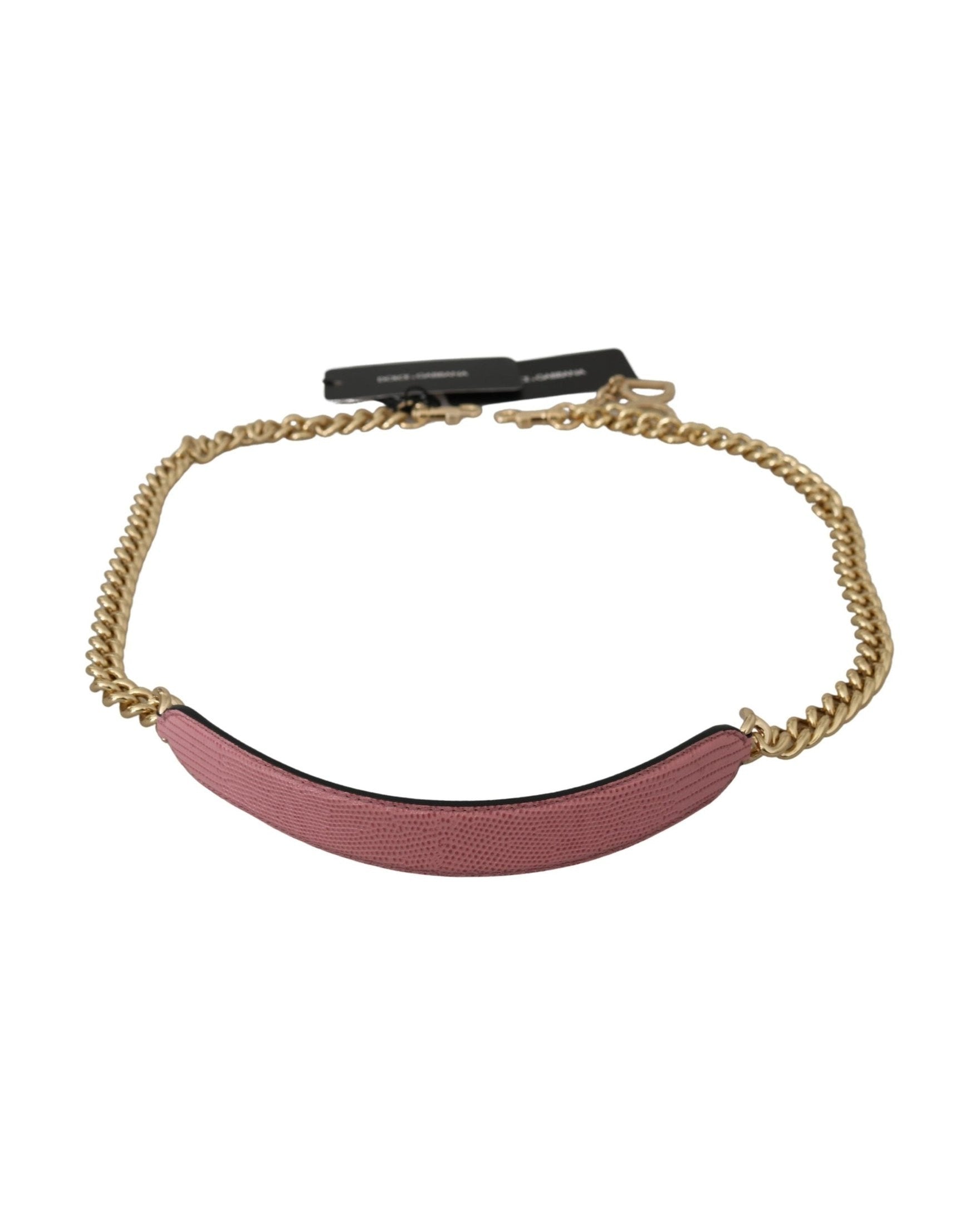 Dolce & Gabbana Elegant Leather Shoulder Pink Gold Strap Glam Steals