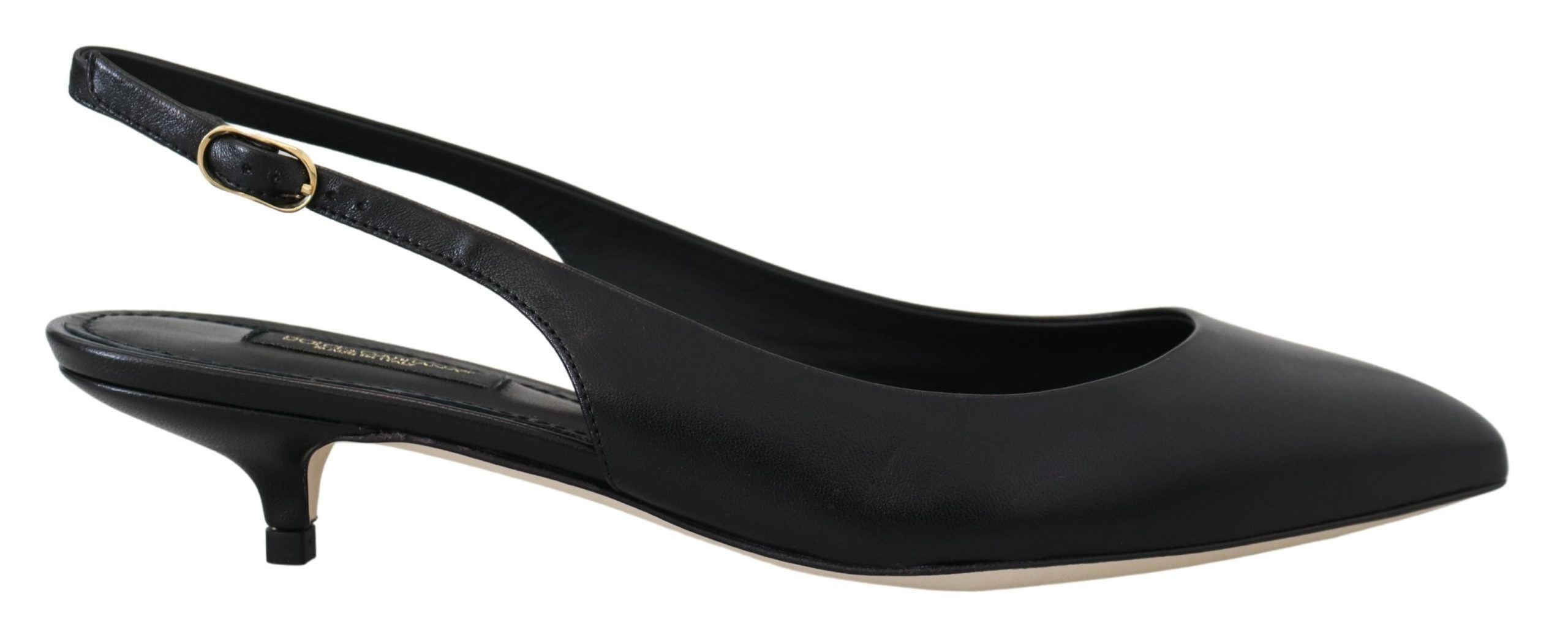 Dolce & Gabbana Elegant Leather Slingback Black Pumps Glam Steals