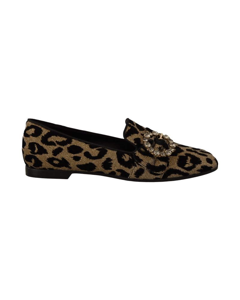 Dolce & Gabbana Elegant Leopard Crystal Gem Loafers Glam Steals