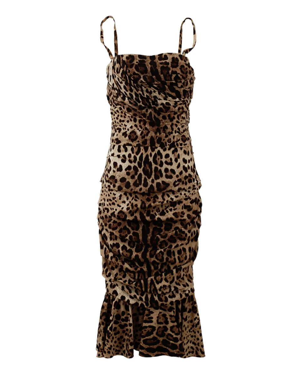 Dolce & Gabbana Elegant Leopard Print Cady Dress Glam Steals