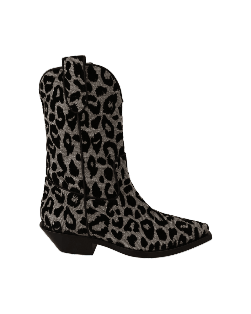 Dolce & Gabbana Elegant Leopard Print Mid Calf Boots Glam Steals