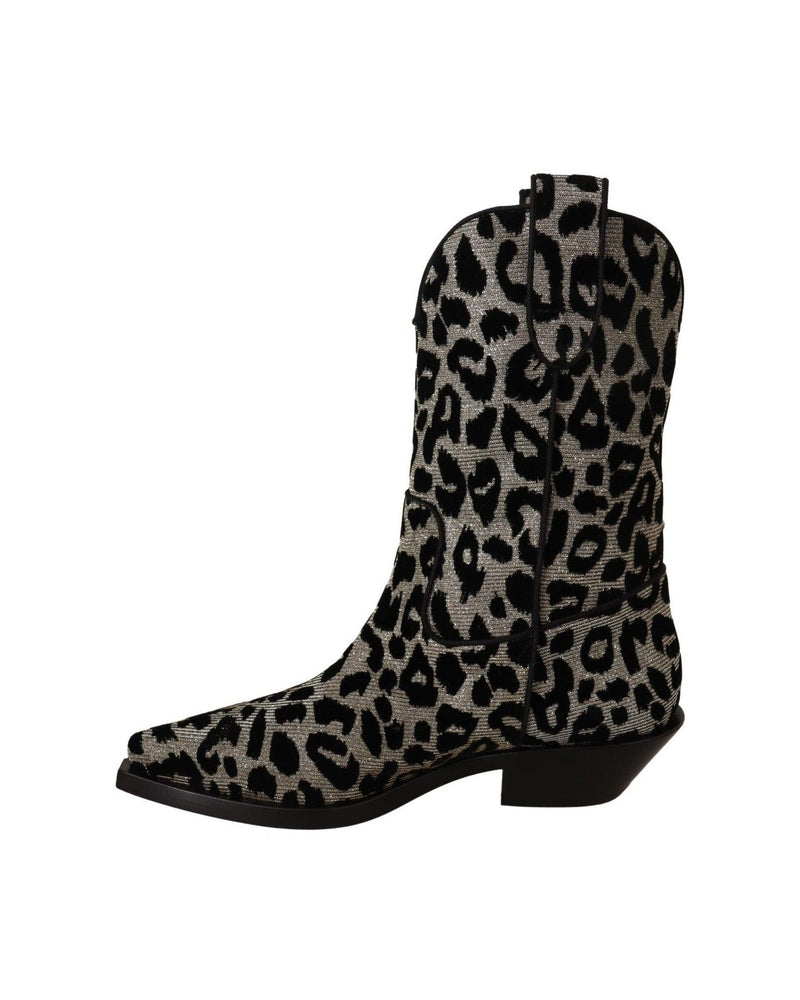 Dolce & Gabbana Elegant Leopard Print Mid Calf Boots Glam Steals