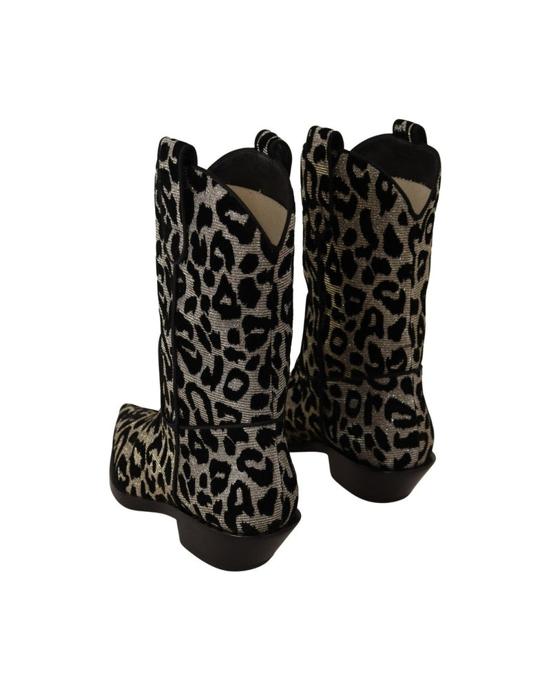 Dolce & Gabbana Elegant Leopard Print Mid Calf Boots Glam Steals