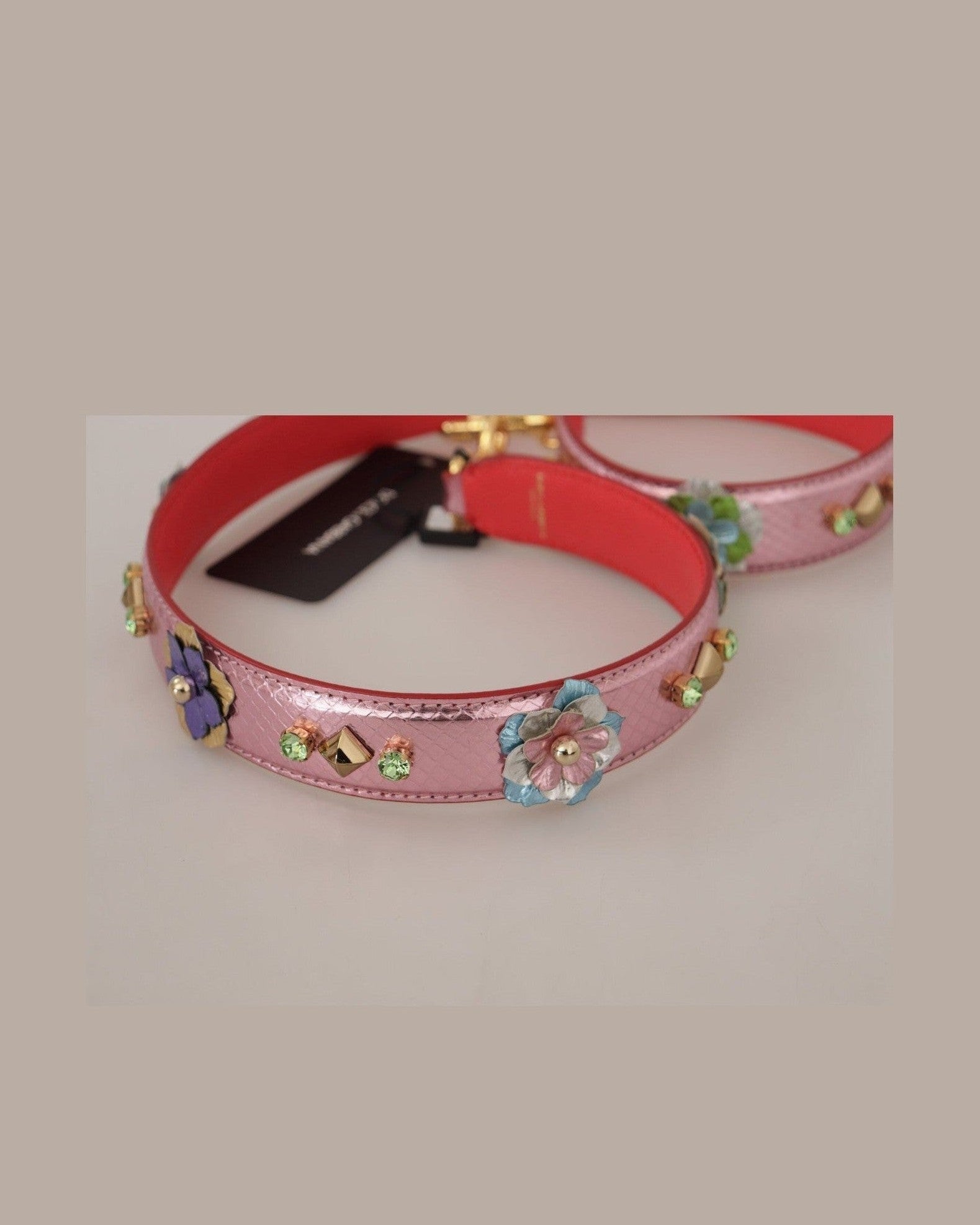 Dolce & Gabbana Elegant Metallic Leather Shoulder Pink Strap Glam Steals