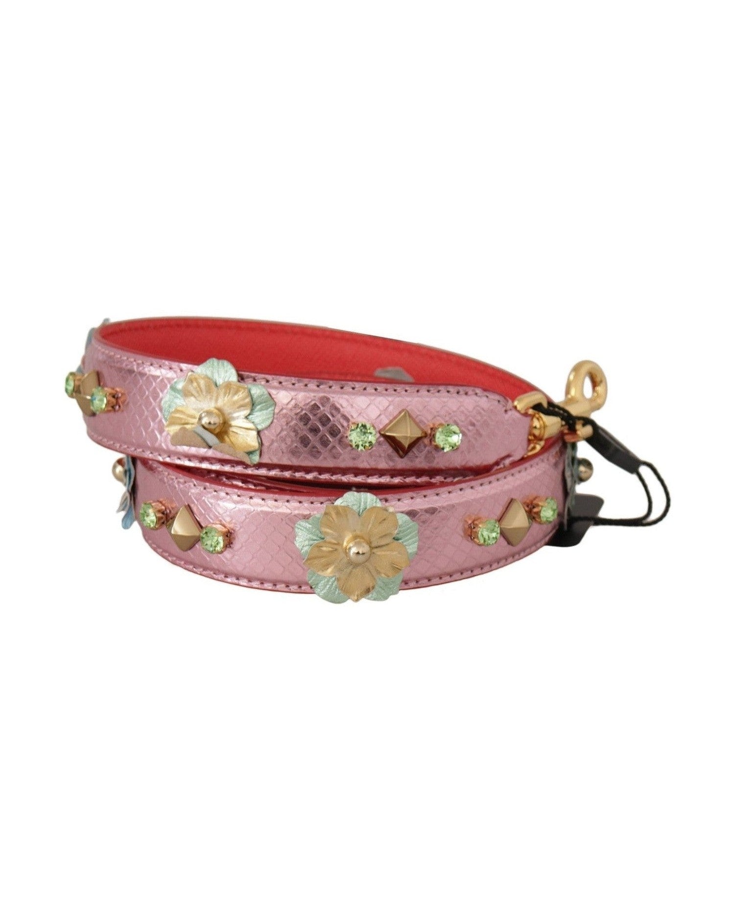 Dolce & Gabbana Elegant Metallic Leather Shoulder Pink Strap Glam Steals