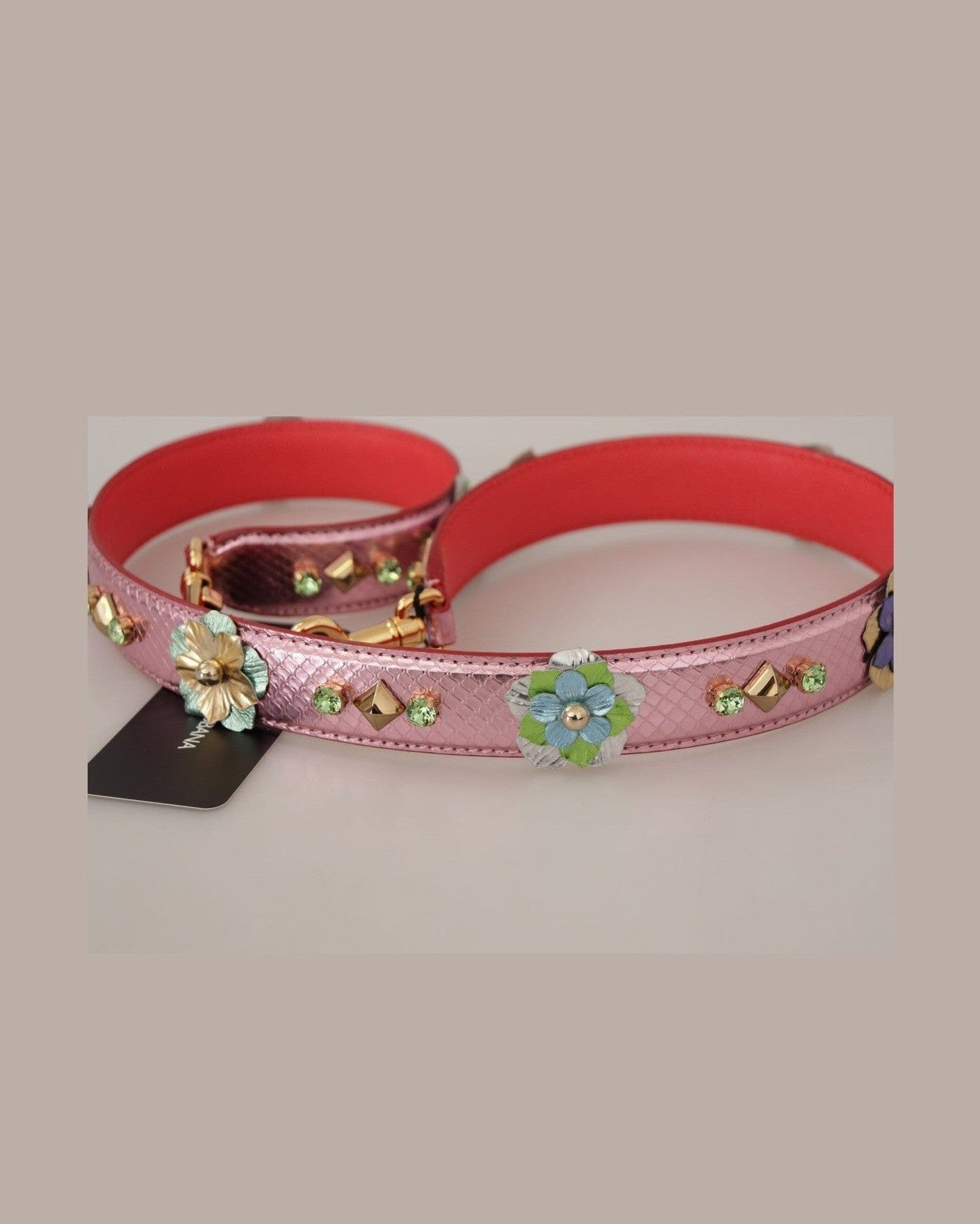 Dolce & Gabbana Elegant Metallic Leather Shoulder Pink Strap Glam Steals