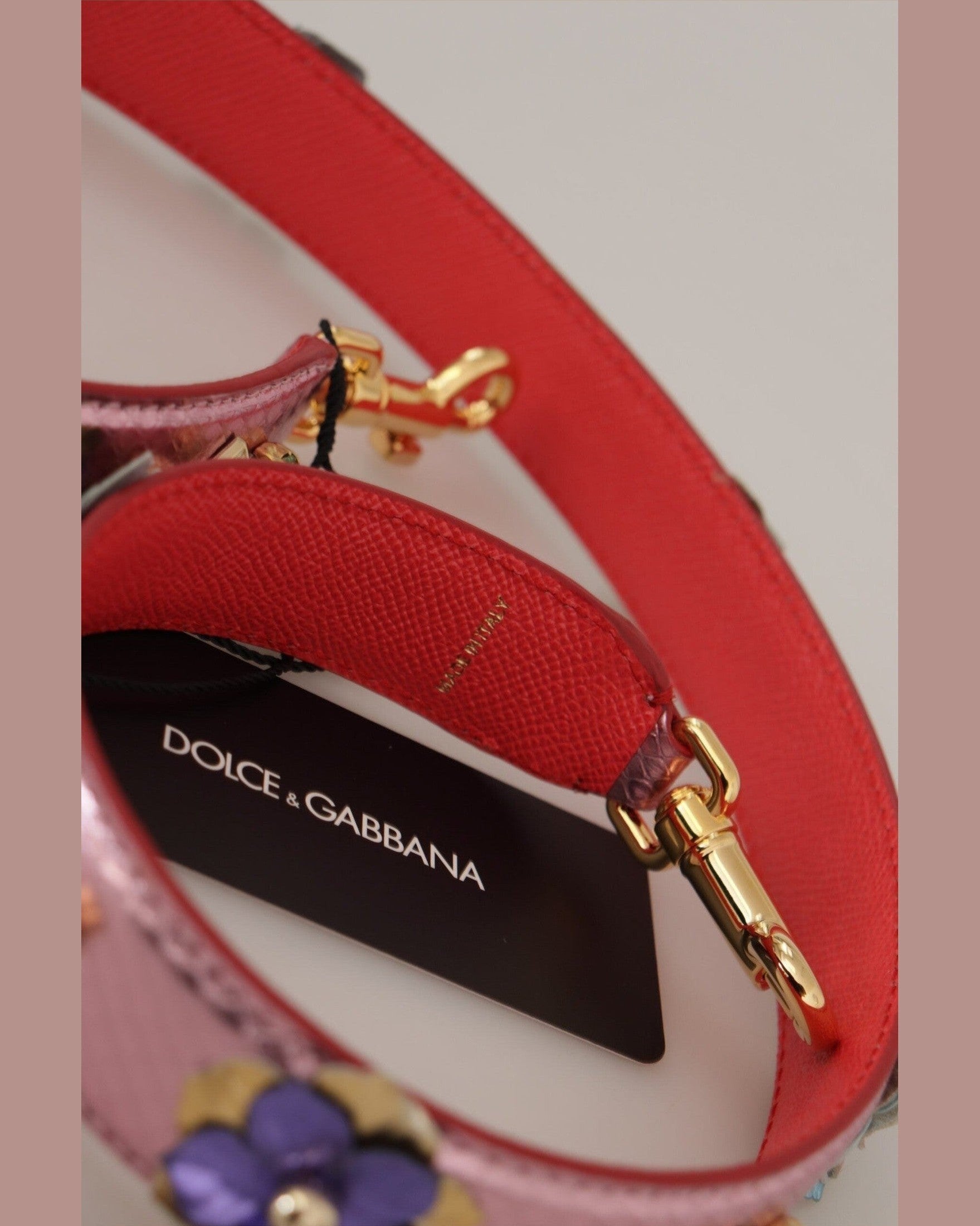 Dolce & Gabbana Elegant Metallic Leather Shoulder Pink Strap Glam Steals