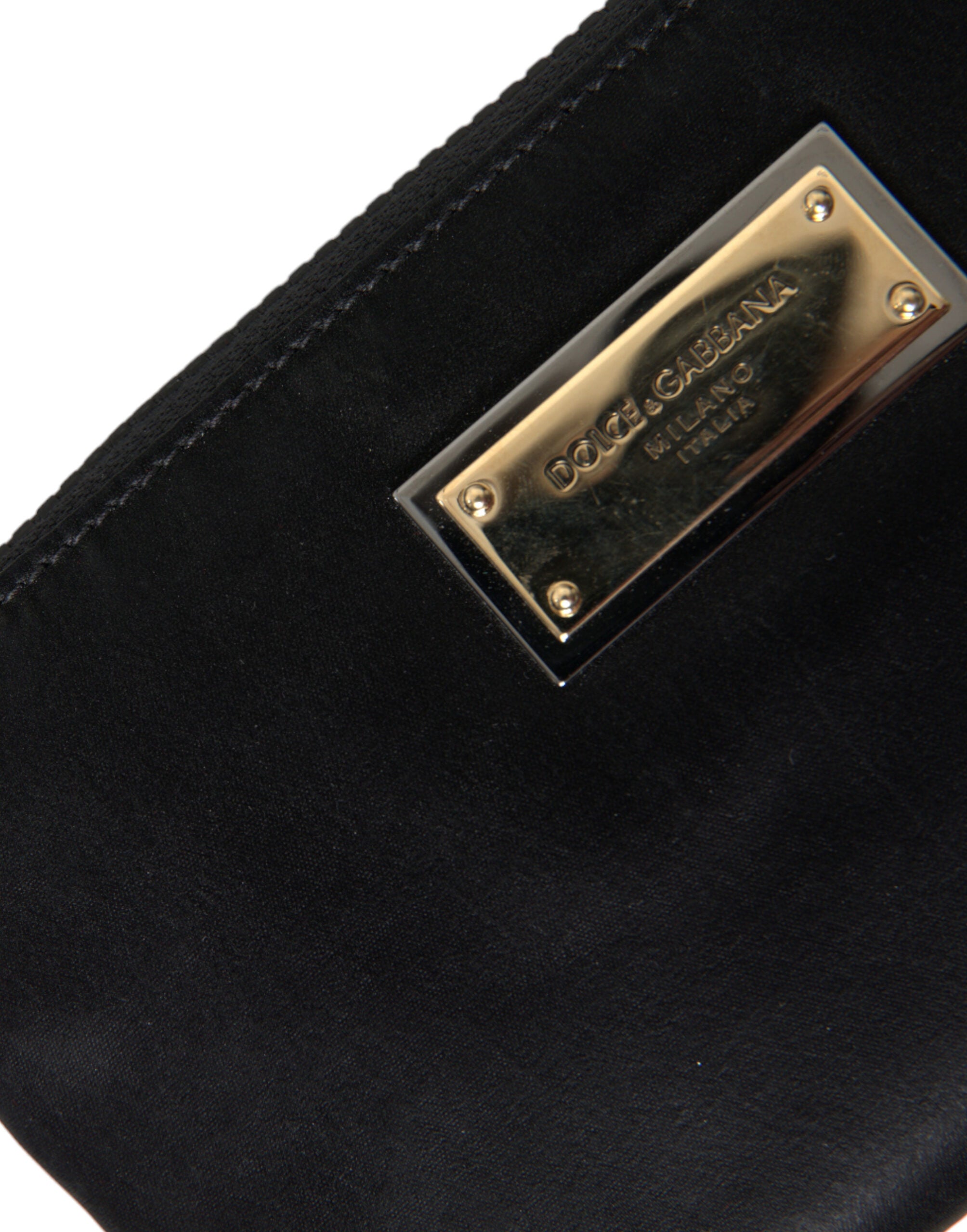 Dolce & Gabbana Elegant Nylon & Leather Black Pouch Glam Steals