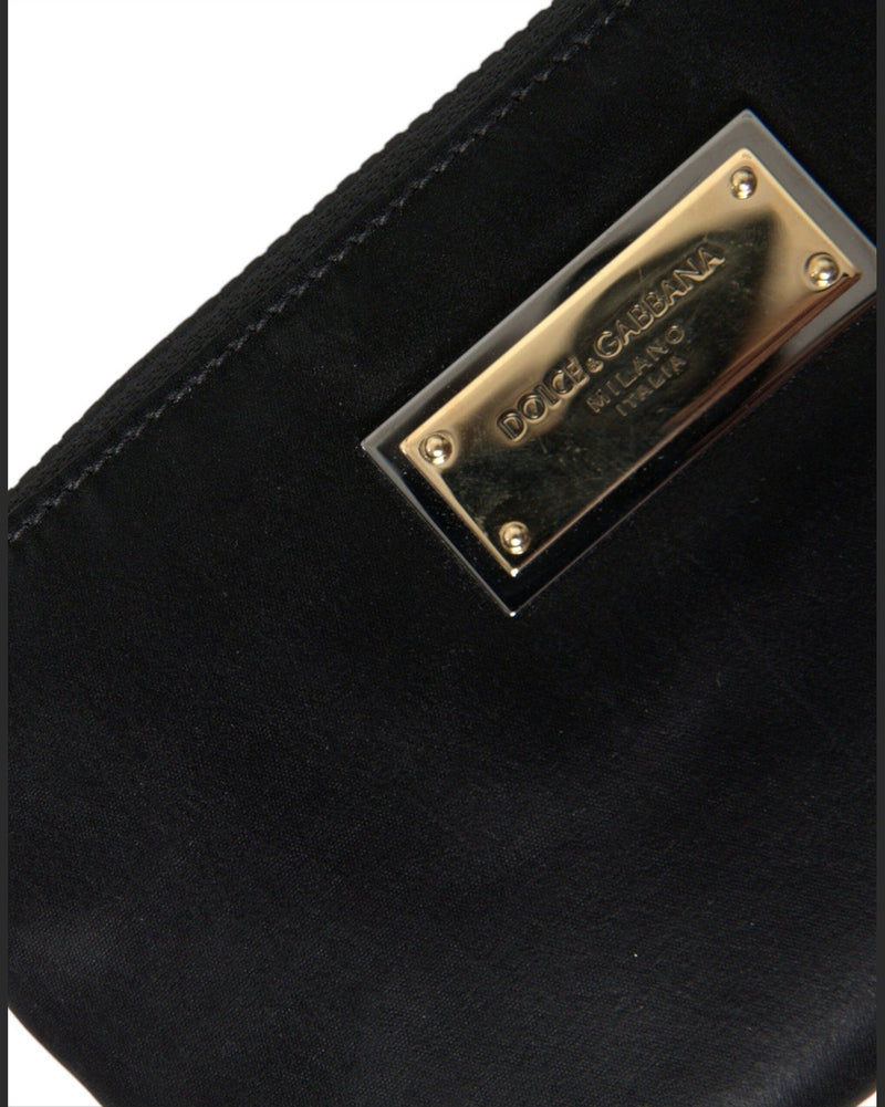 Dolce & Gabbana Elegant Nylon & Leather Black Pouch Glam Steals