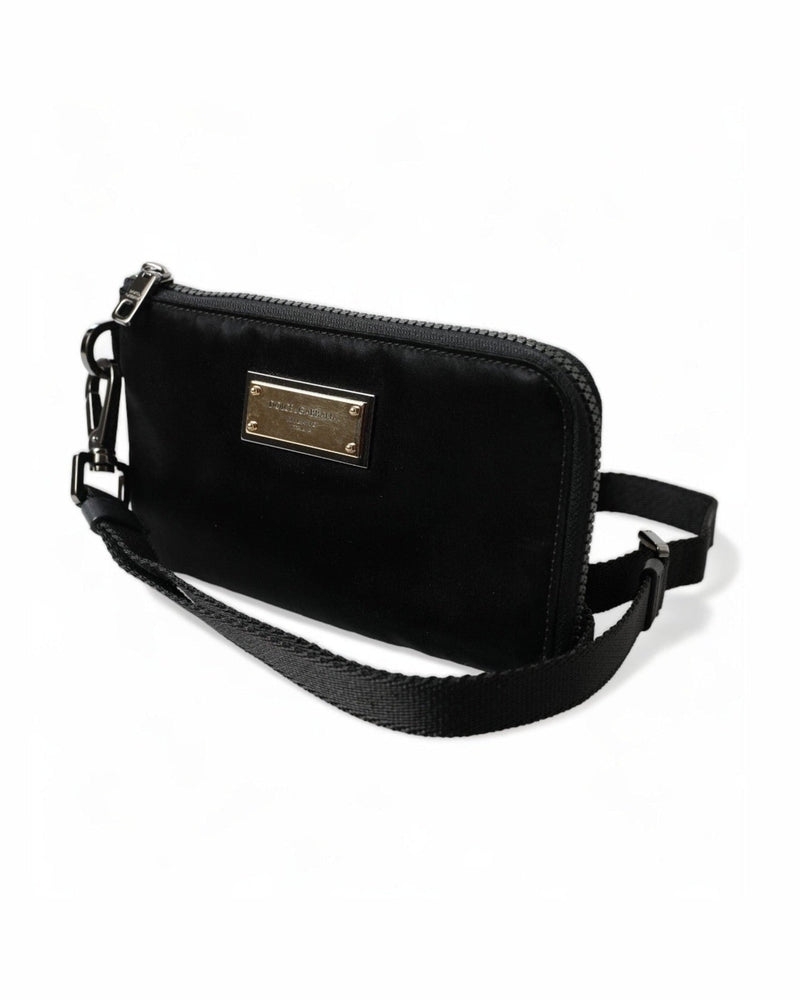 Dolce & Gabbana Elegant Nylon & Leather Black Pouch Glam Steals