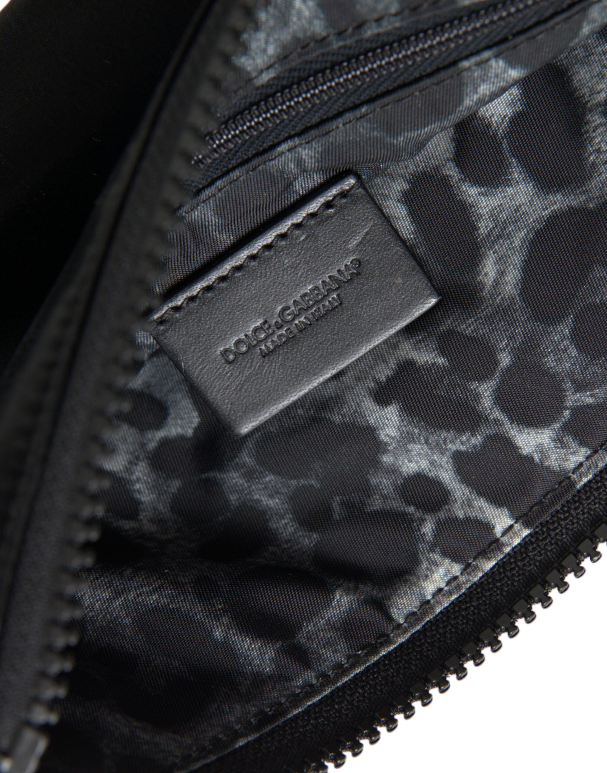Dolce & Gabbana Elegant Nylon & Leather Black Pouch Glam Steals