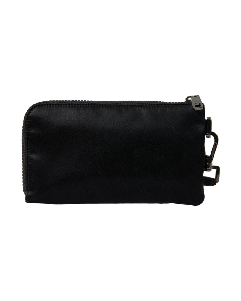 Dolce & Gabbana Elegant Nylon & Leather Black Pouch Glam Steals