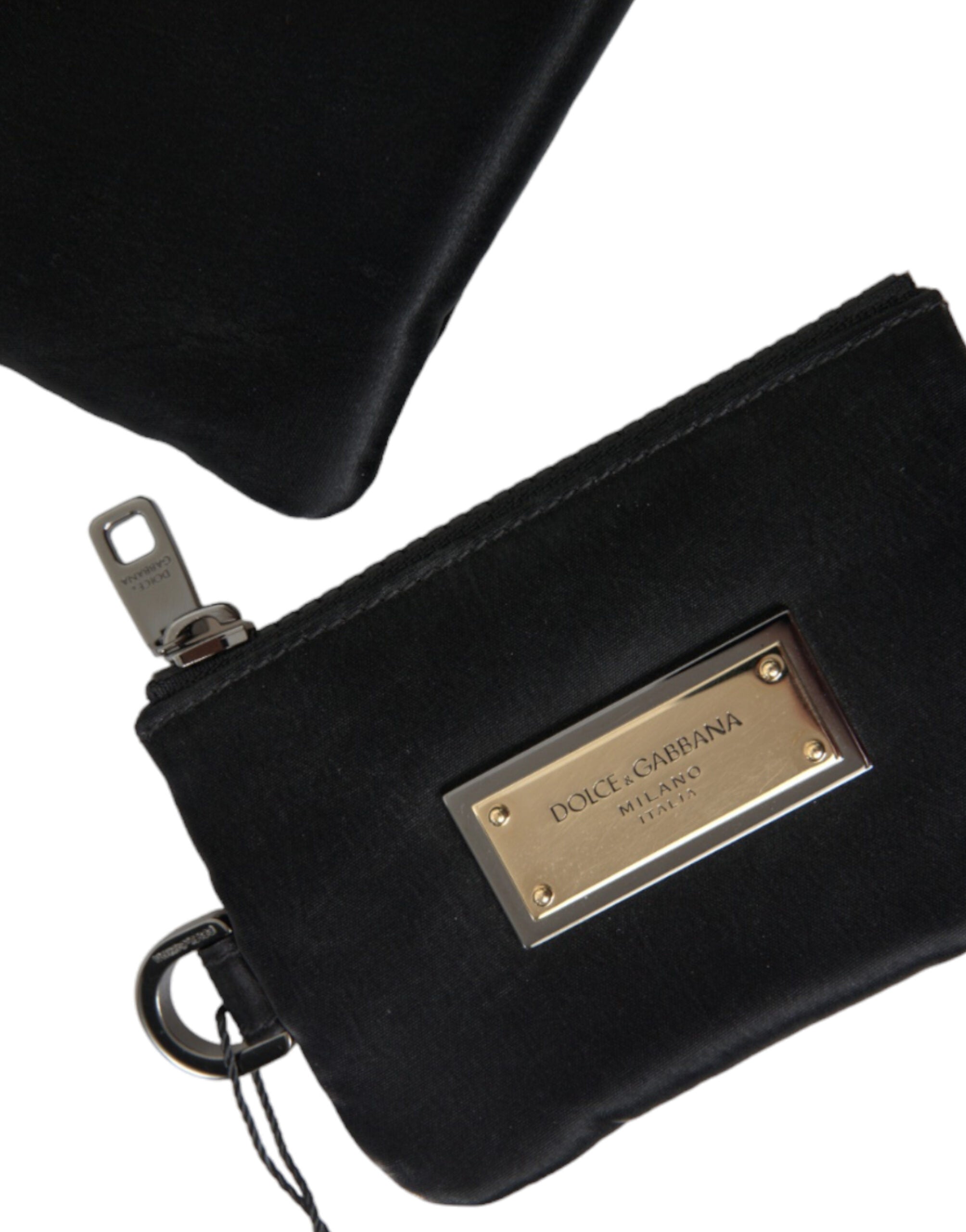 Dolce & Gabbana Elegant Nylon & Leather Black Pouch Glam Steals