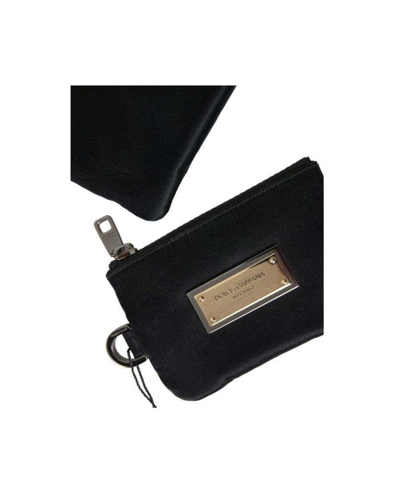 Dolce & Gabbana Elegant Nylon & Leather Black Pouch Glam Steals
