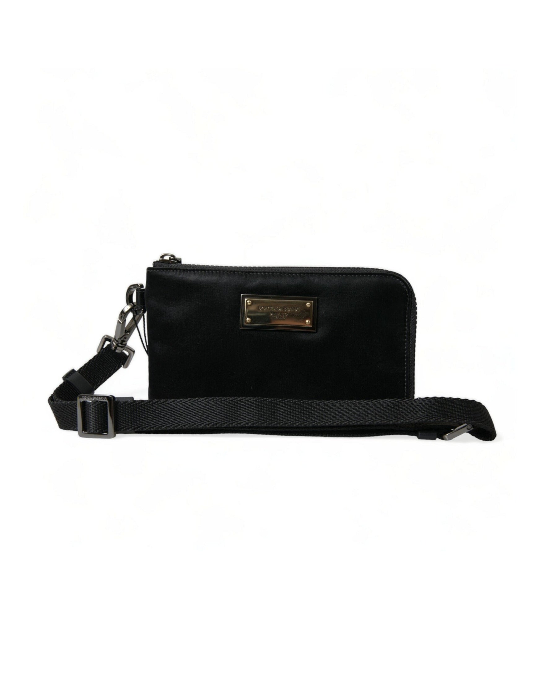 Dolce & Gabbana Elegant Nylon Leather Pouch With Black Silver Details Glam Steals