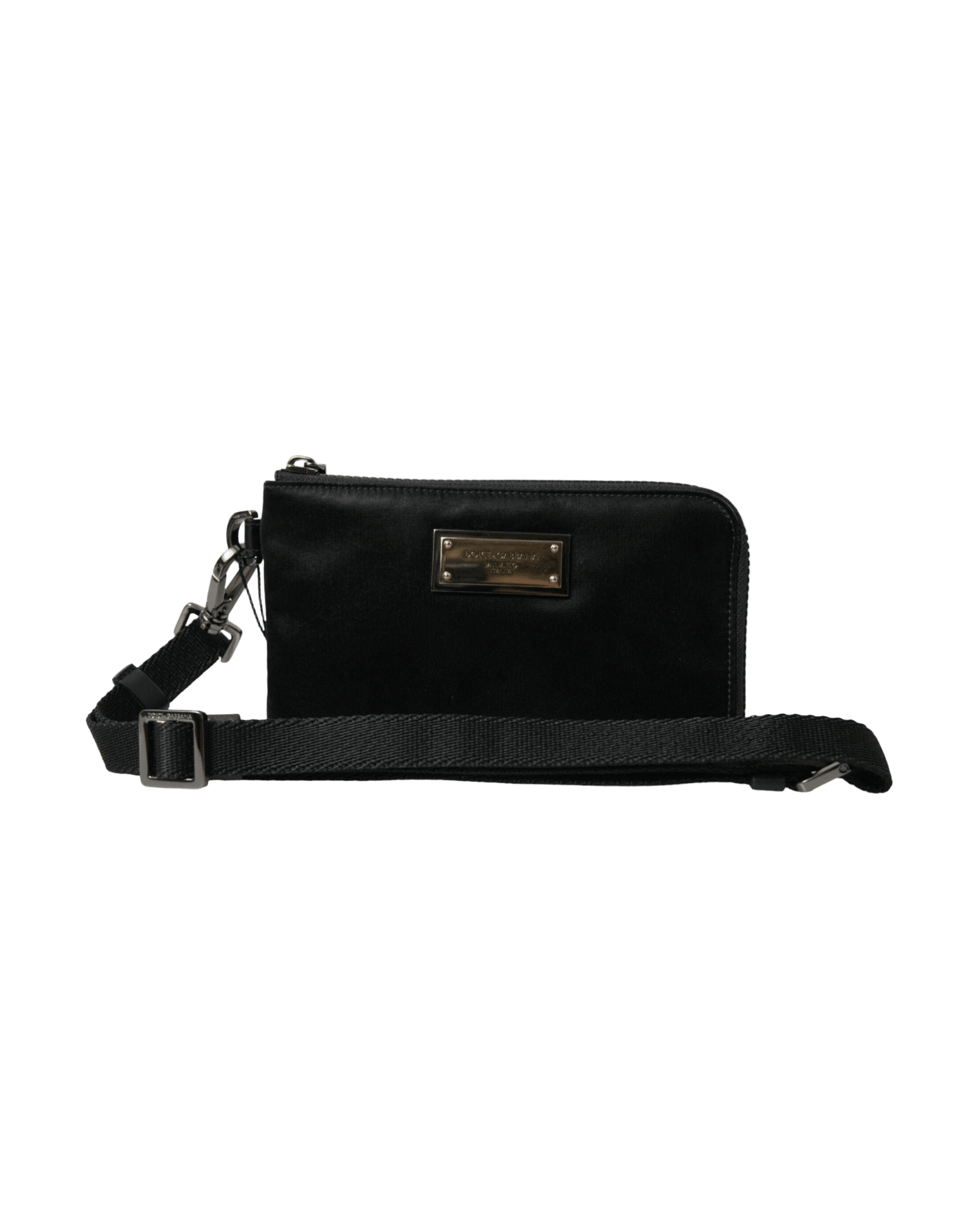 Dolce & Gabbana Elegant Nylon Leather Pouch With Black Silver Details Glam Steals