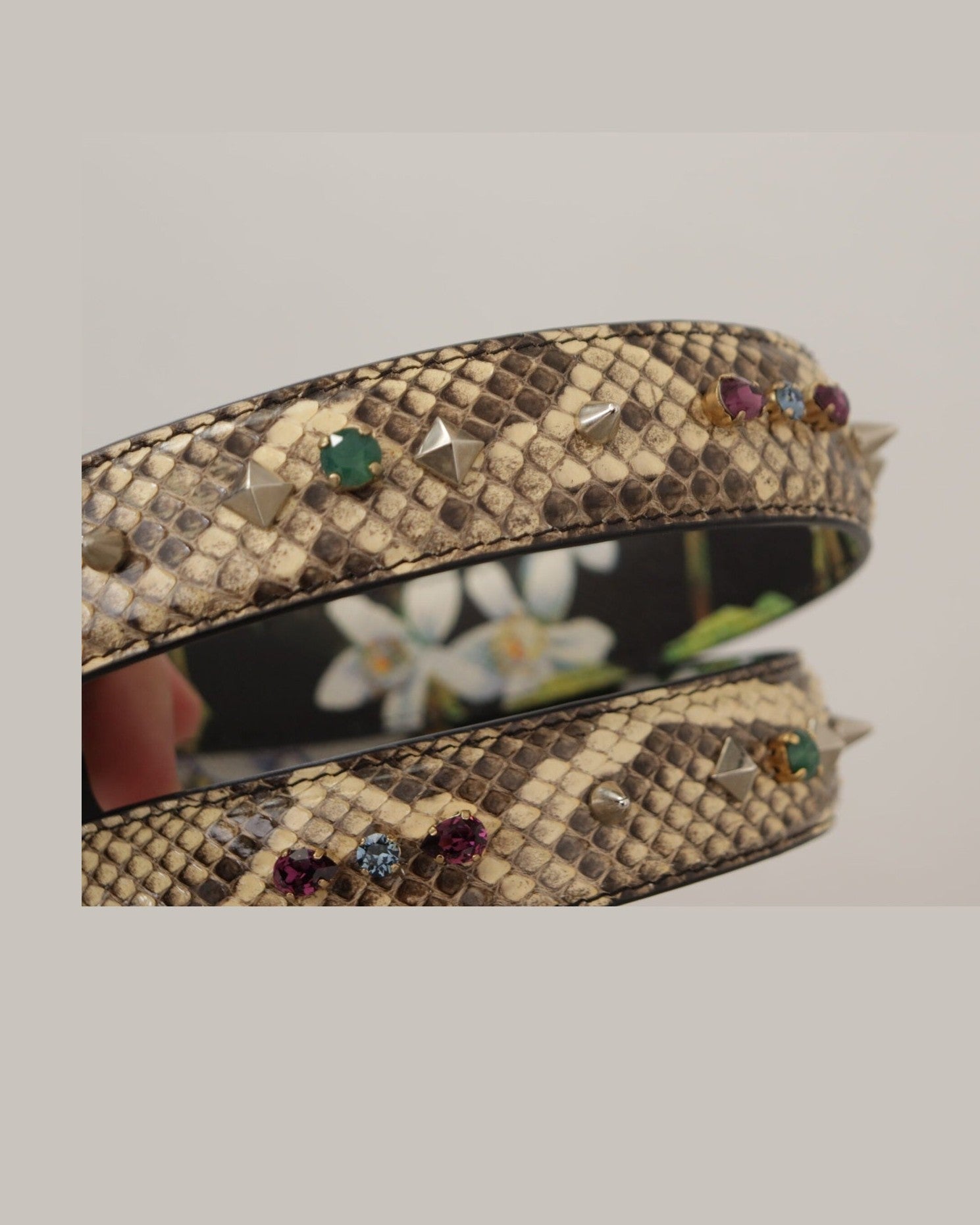 Dolce & Gabbana Elegant Python Leather Shoulder Beige Strap Glam Steals